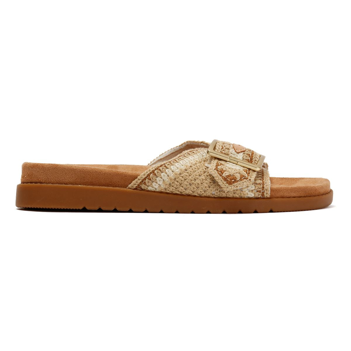 TOMS Marin Slide Sandales Beiges En Textile Pour Femmes