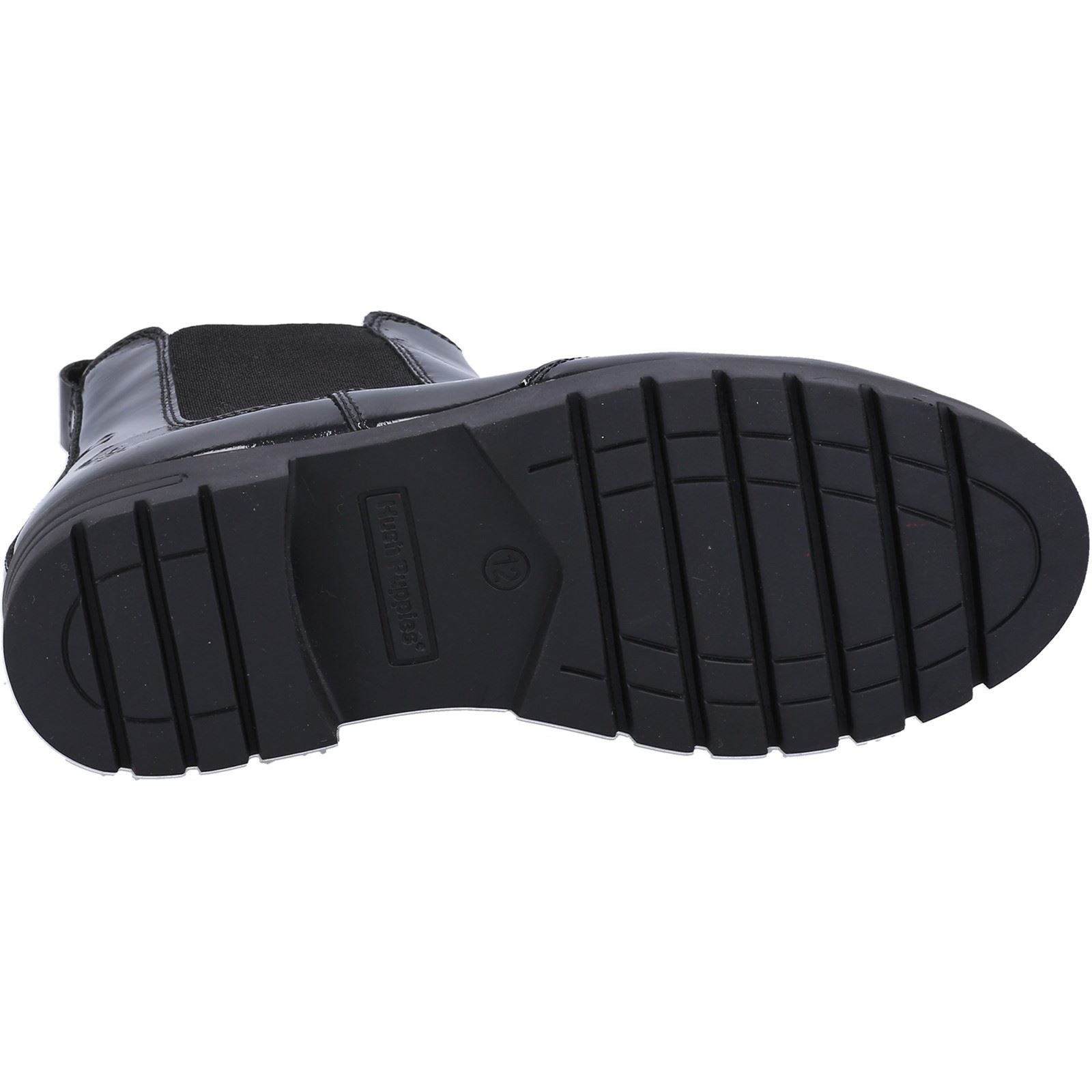 Hush Puppies Laura Patent JNR Chaussures Noires Pour Filles En Cuir