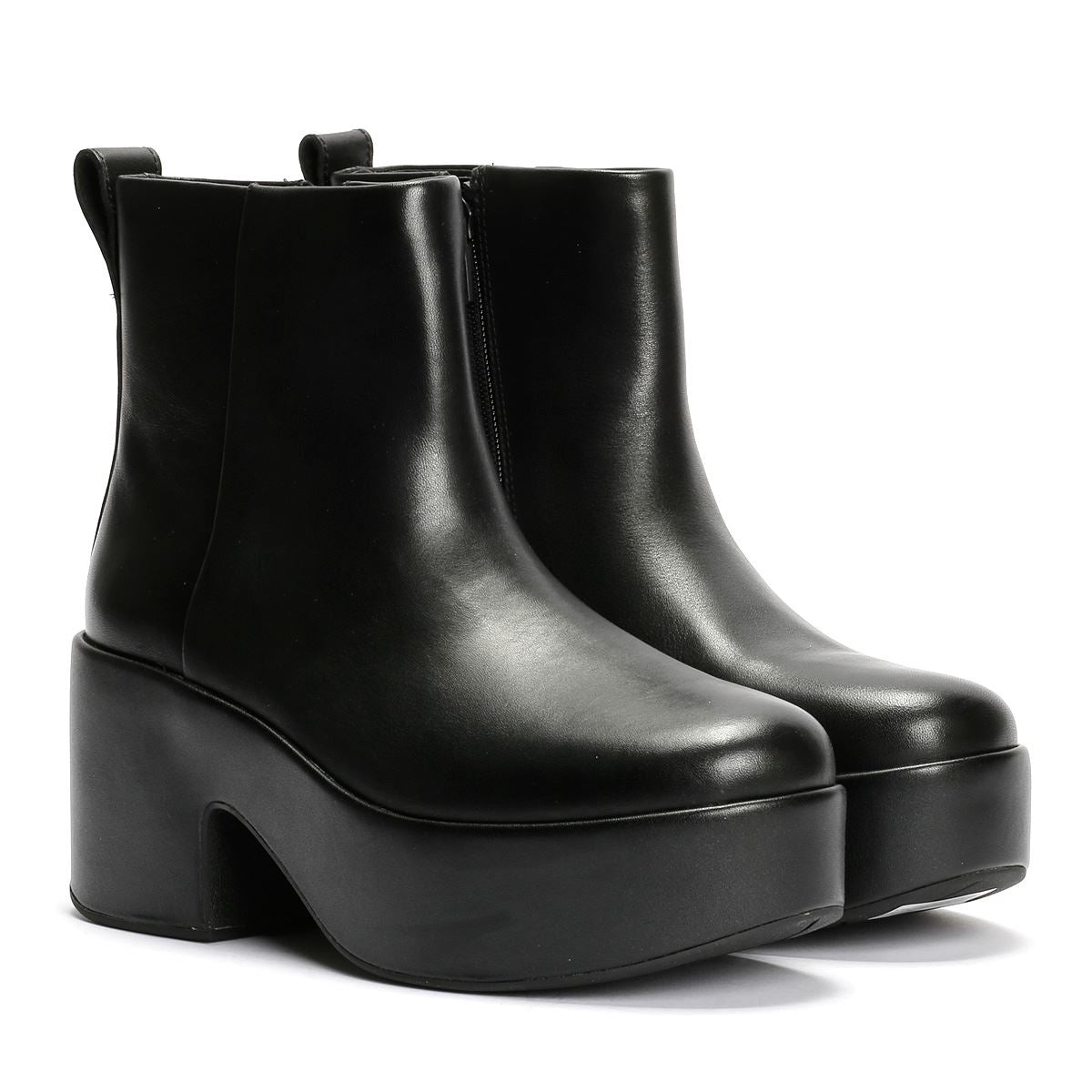 FitFlop Platfforms Heeled Bottes En Cuir Noires Pour Femmes