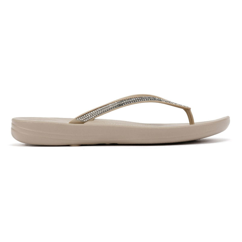 FitFlop Iqushion Ombre Sparkle Tongs Pour Femmes En Caoutchouc Beige