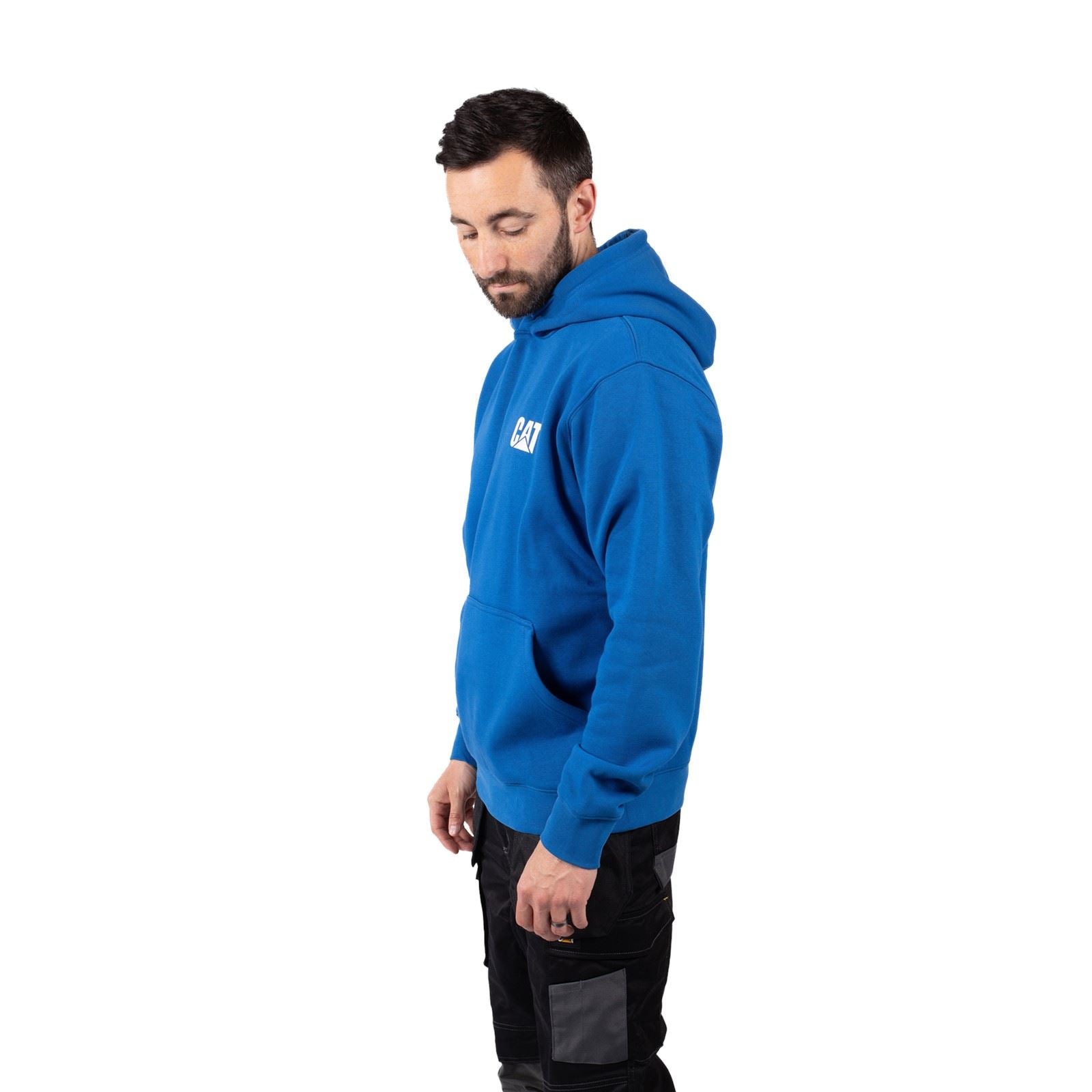 Caterpillar Trademark Banner Sweat À Capuche Bleu En Coton Pour Homme