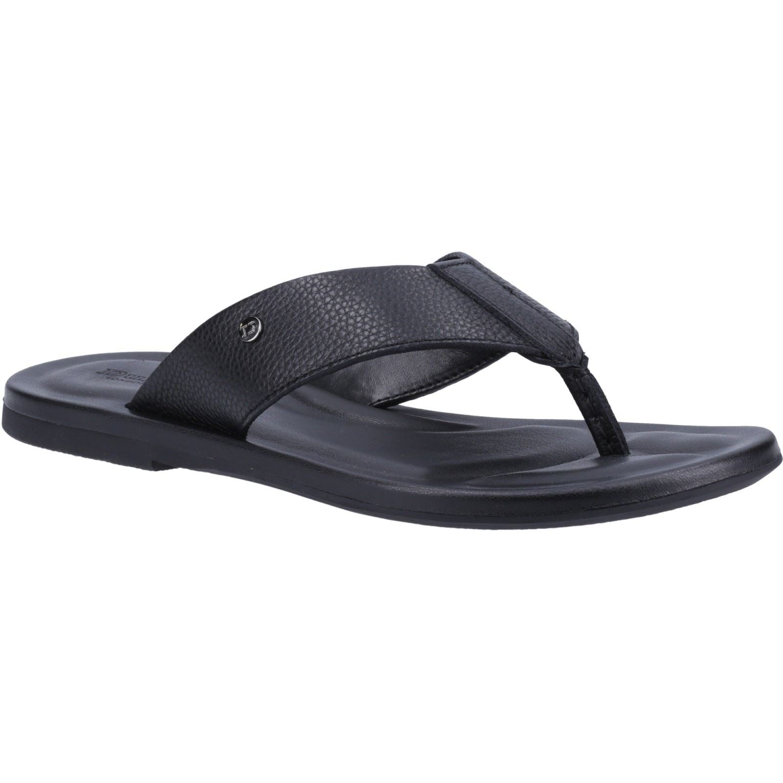Dune Freds Tongs Noires Pour Femmes En Cuir