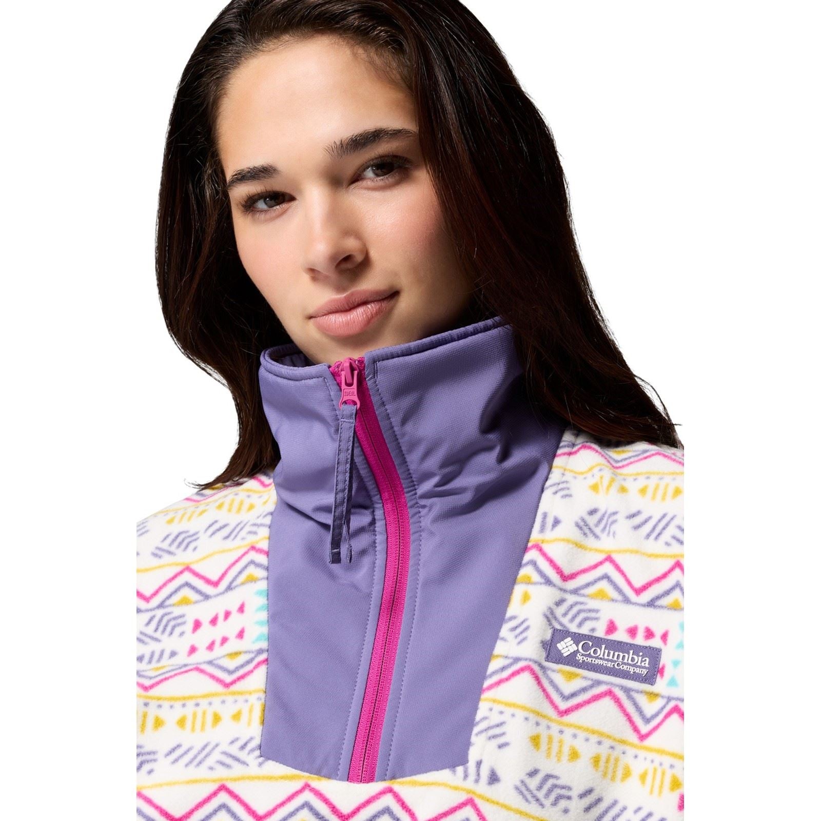 Columbia Sequoia Grove Printed Half Zip Pull En Polaire Blanche Pour Femmes En Polyester