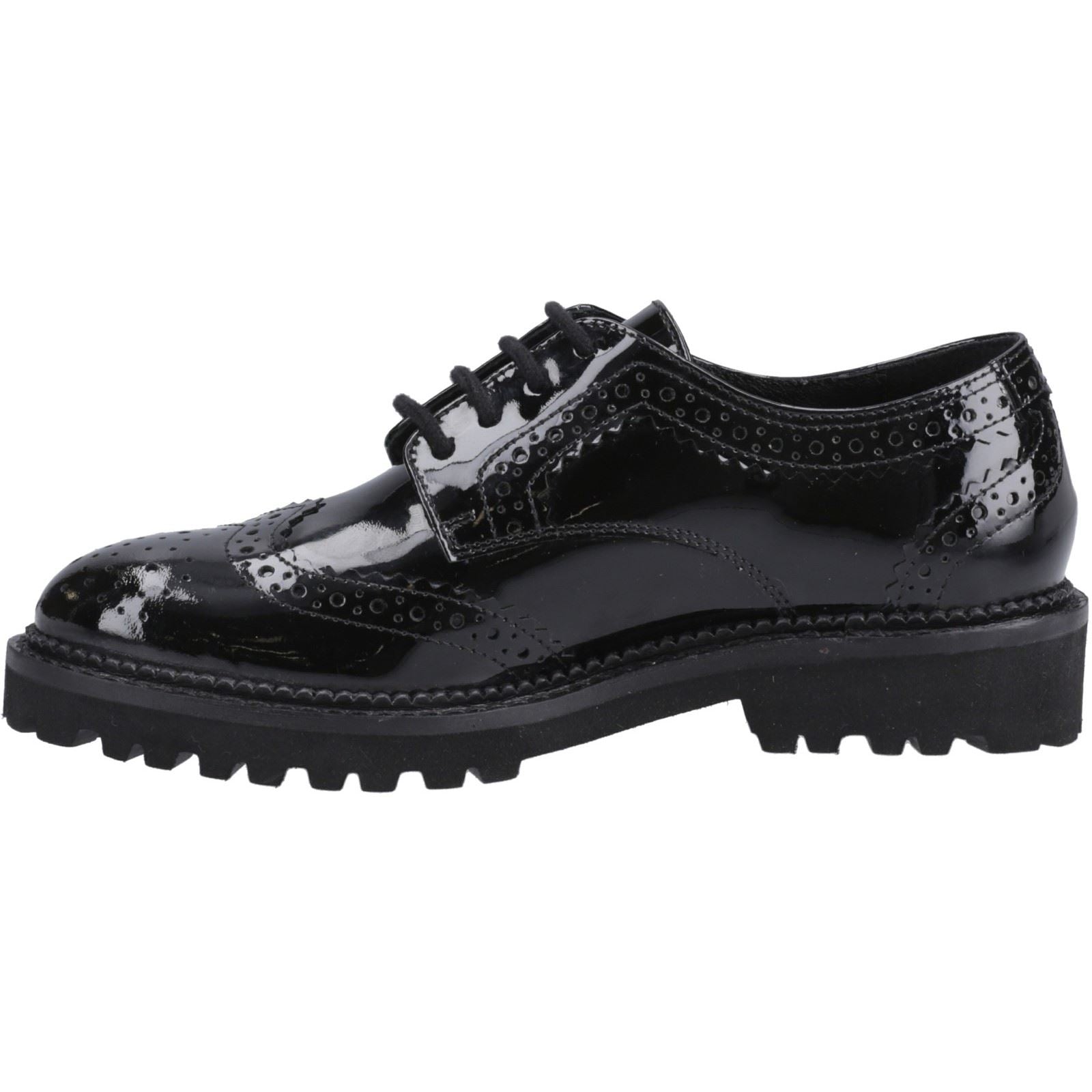 Hush Puppies Gabi Lace Up Chaussures Noires Pour Filles En Cuir