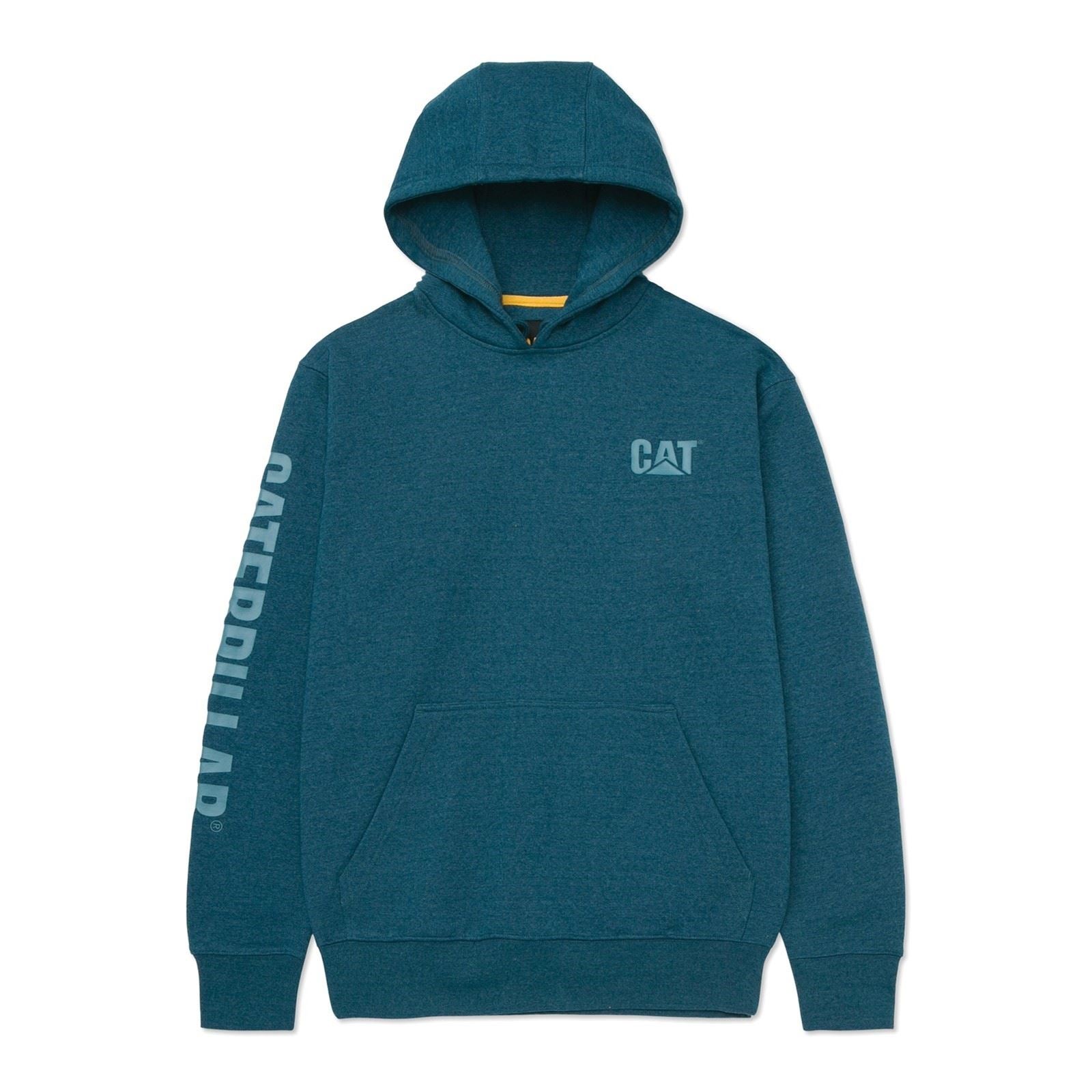 Caterpillar Trademark Banner Sweat À Capuche Bleu En Coton Pour Homme