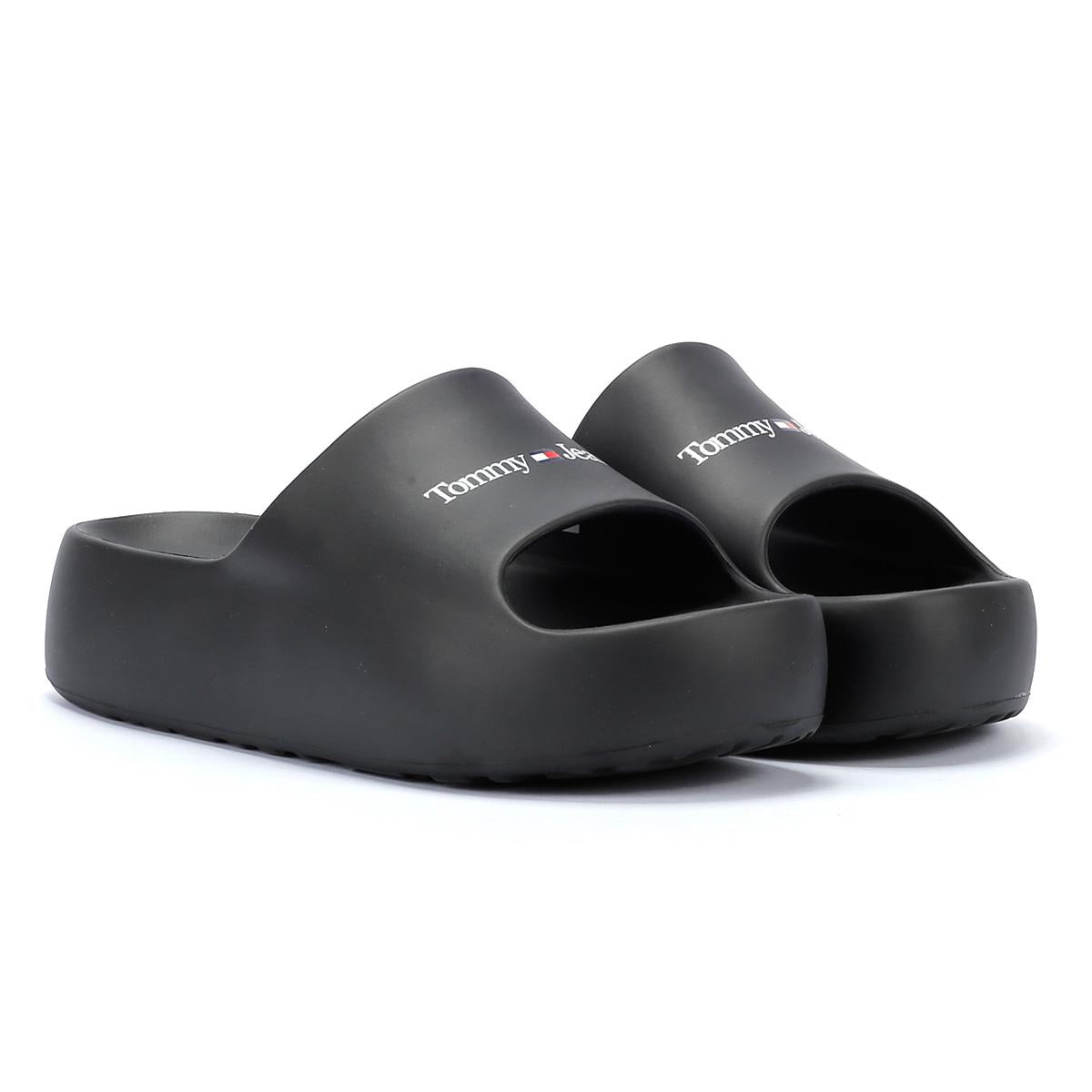 Tommy Hilfiger Chunky Flatform Sandales Noires Pour Femmes