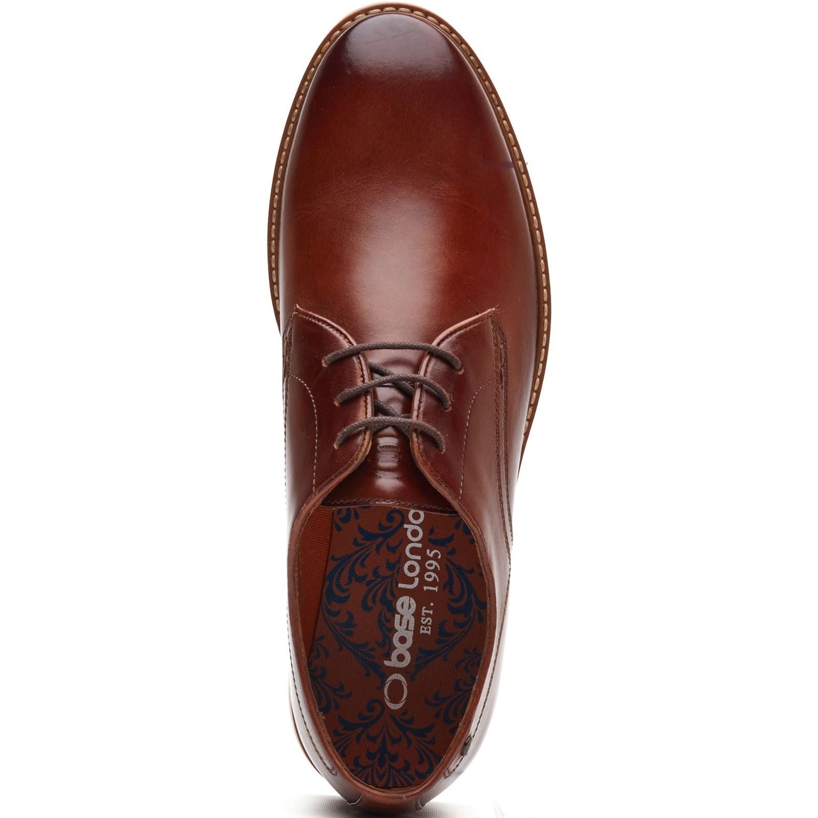 Base London Strand Lace Up Chaussures En Cuir Pour Hommes En Tan Brûlé À Lacets