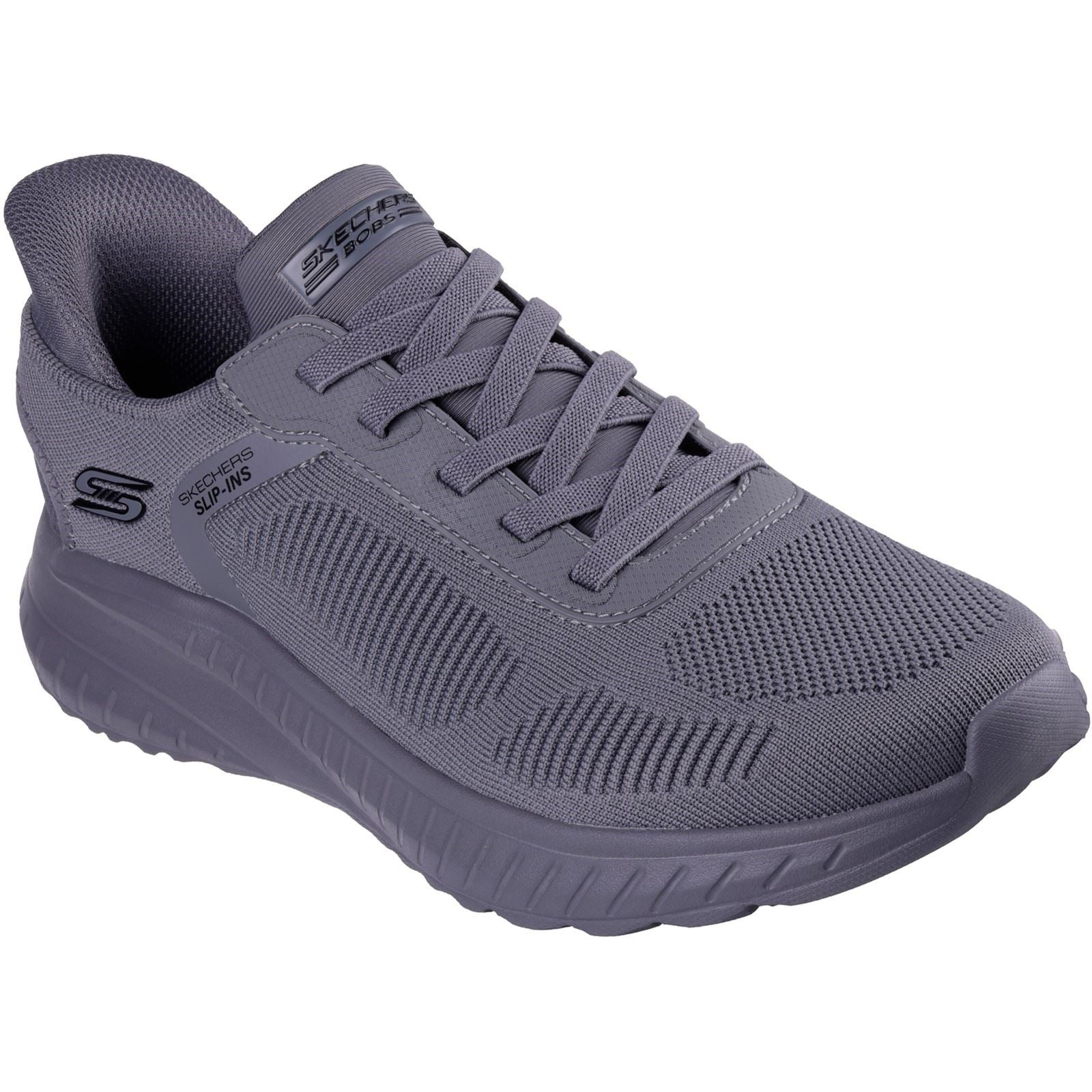 Skechers BOBS Sport Squad Chaos Solid Step Chaussures De Sport Pour Hommes En Toile Gris Foncé