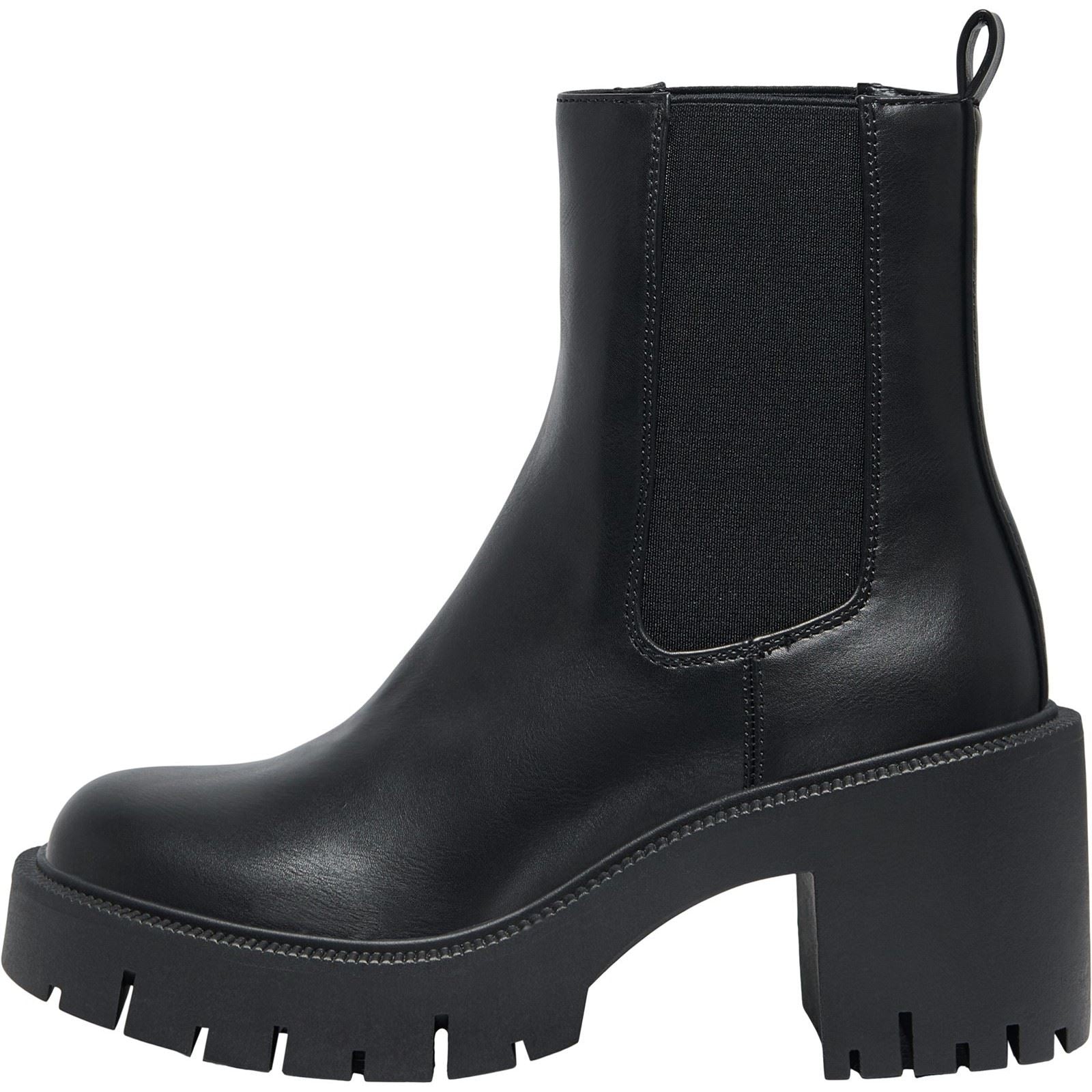 ONLY BLUEBELL-1 Bottines À Talons Noires En Polyuréthane Pour Femmes