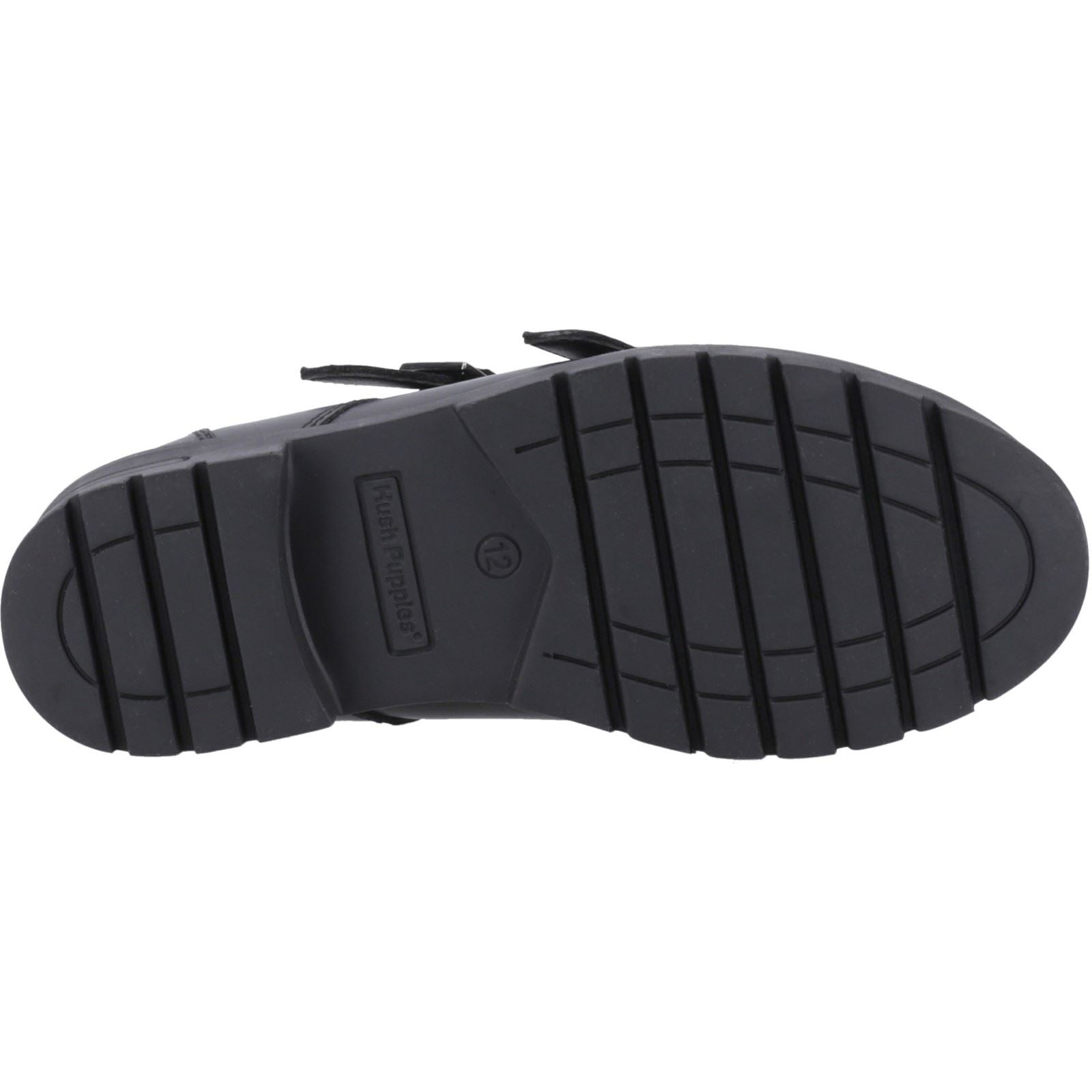Hush Puppies Ella Senior Chaussures Noires Pour Filles En Cuir