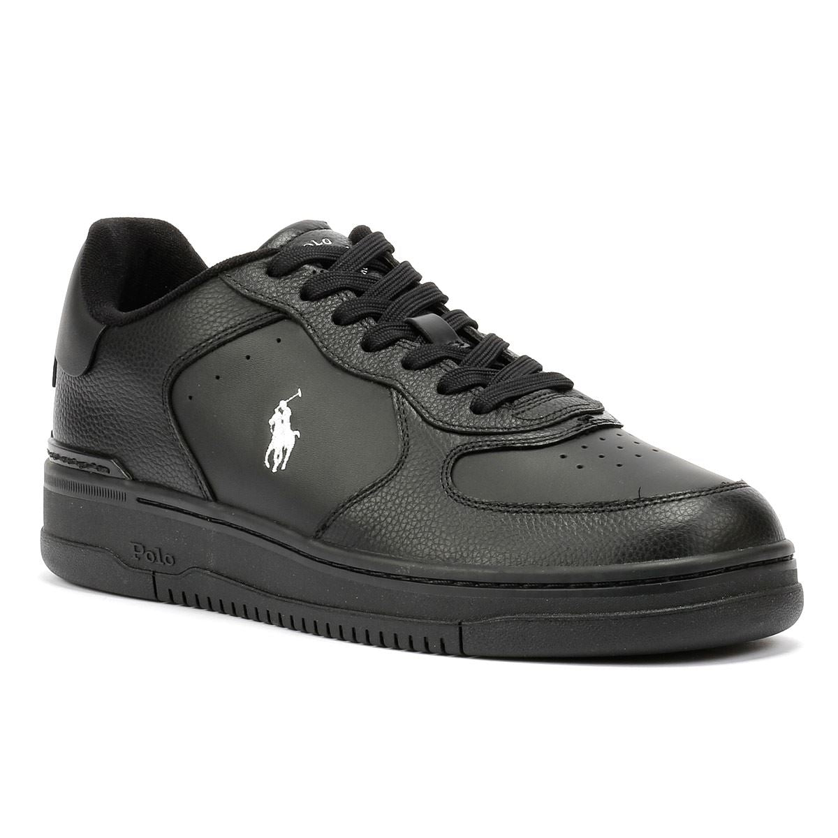 Polo Ralph Lauren Masters Court Baskets En Cuir Noir Pour Hommes