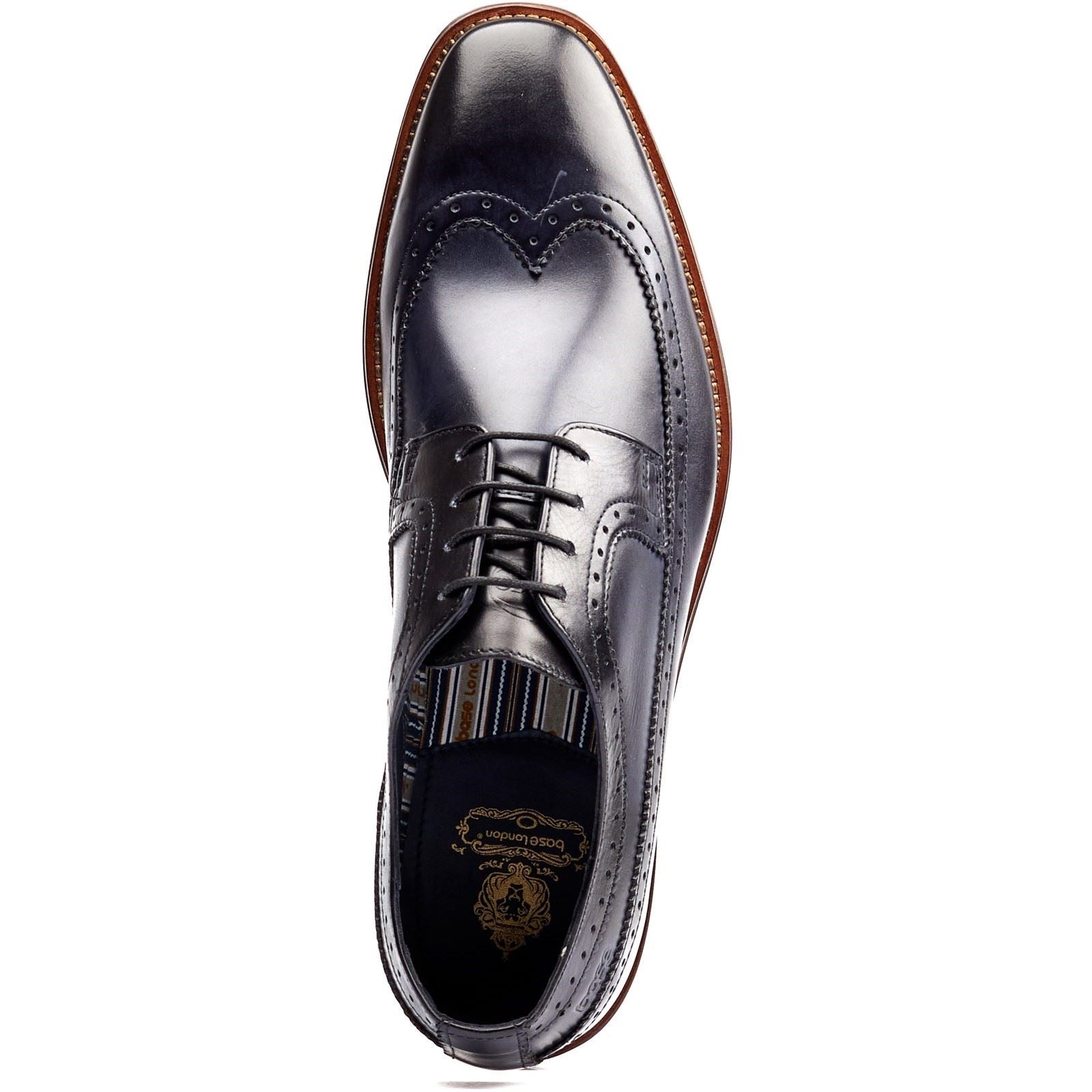 Base London Havisham Chaussures Derby En Cuir Pour Hommes En Bleu Marine