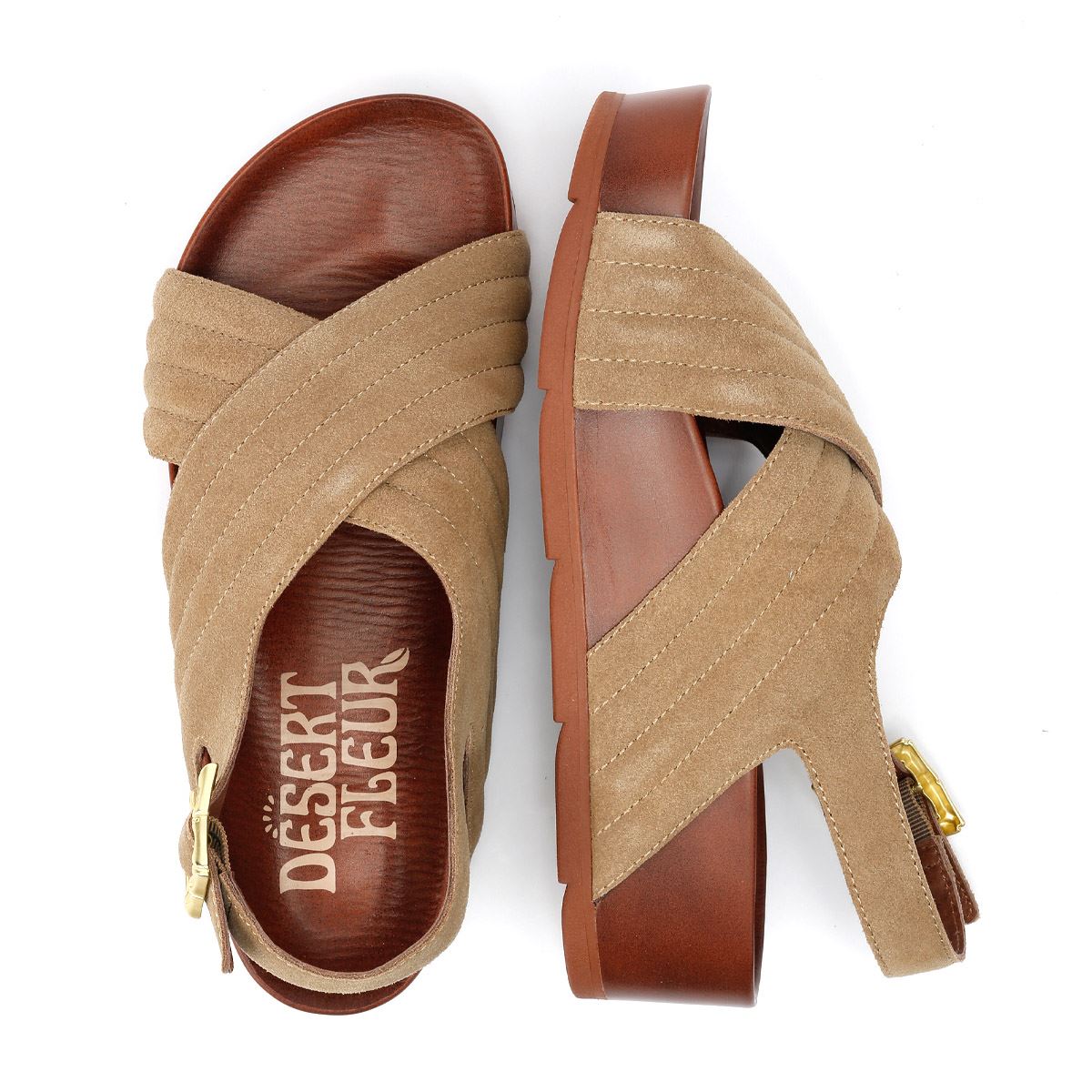 Desert Fleur Sparks Sandales Beige Pour Femme En Suède
