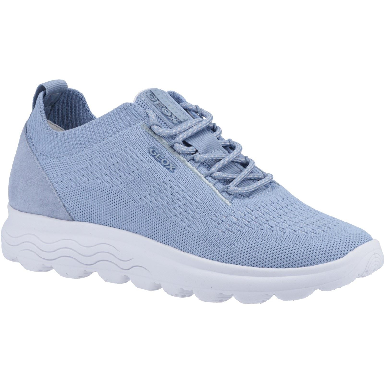 Geox D Spherica A Baskets En Cuir Pour Femmes De Couleur Ciel Clair