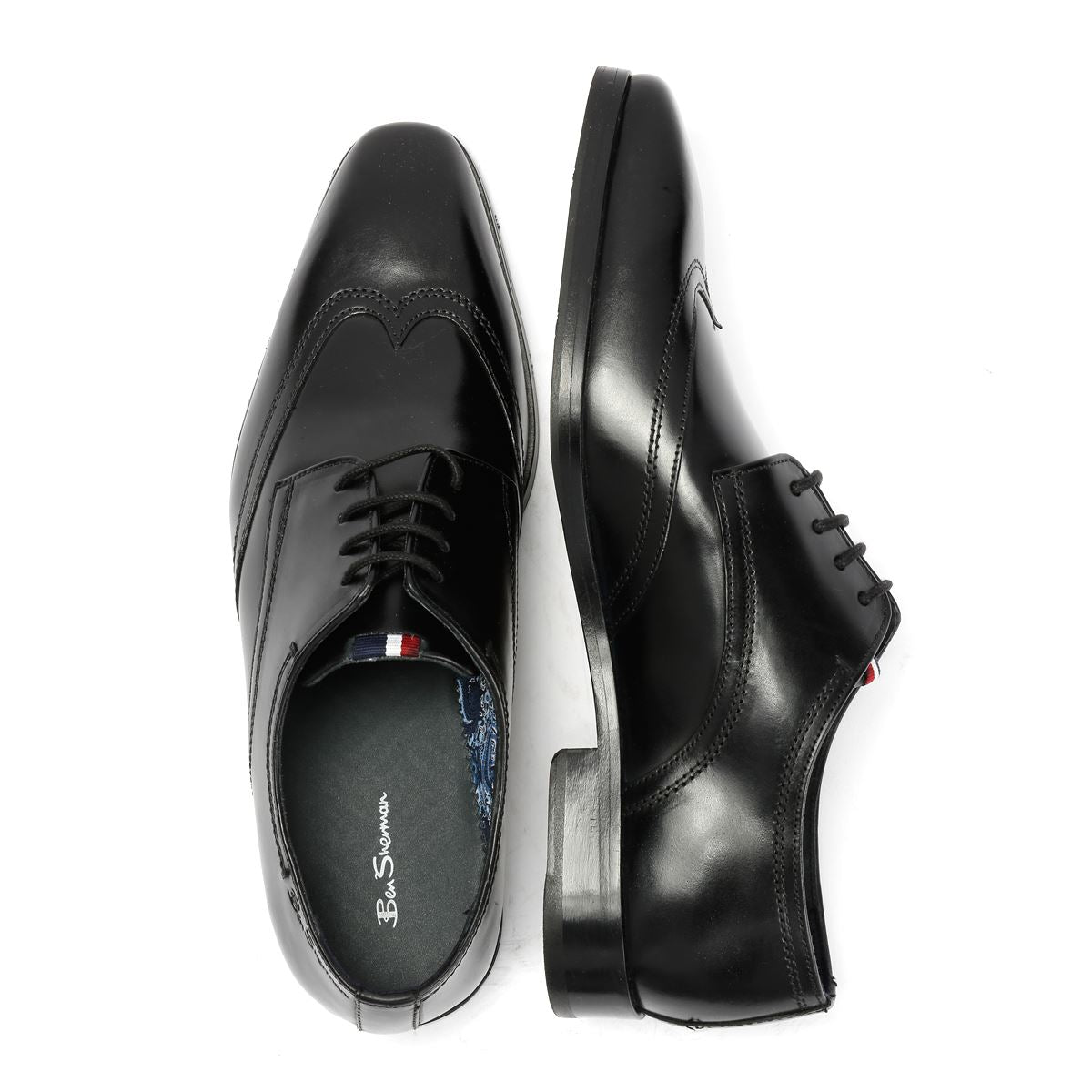 Ben Sherman Kingston Derby Chaussures Noires En Cuir Pour Homme À Lacets