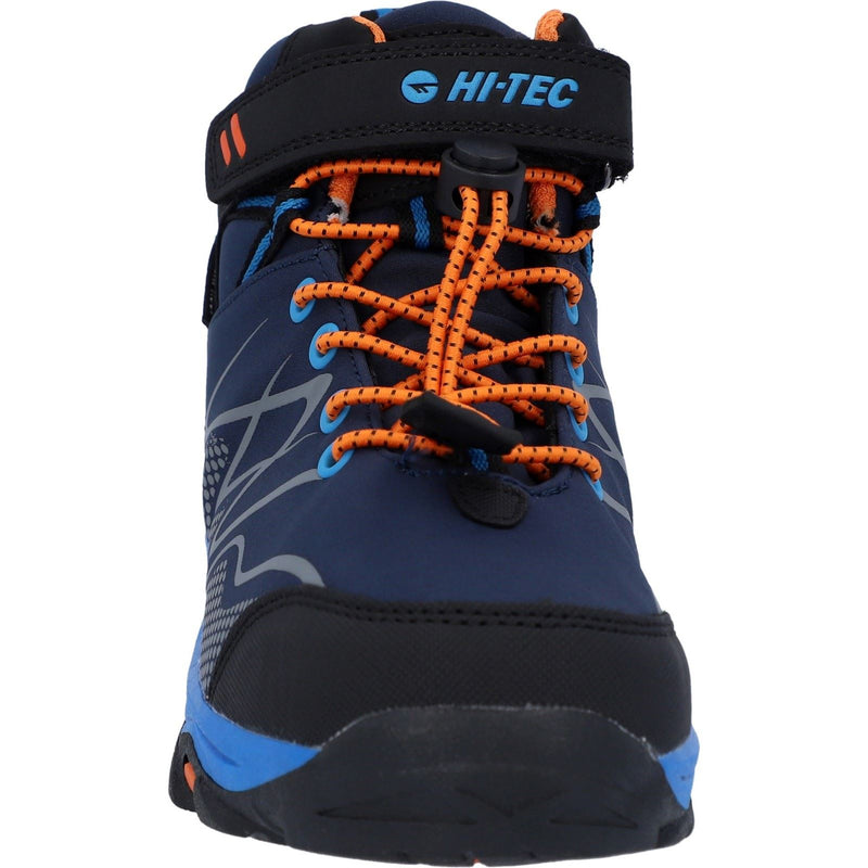Hi-Tec Blackout Mid Chaussures De Randonnée En Softshell Pour Garçons En Polyester Bleu Marine/orange/bleu Lac