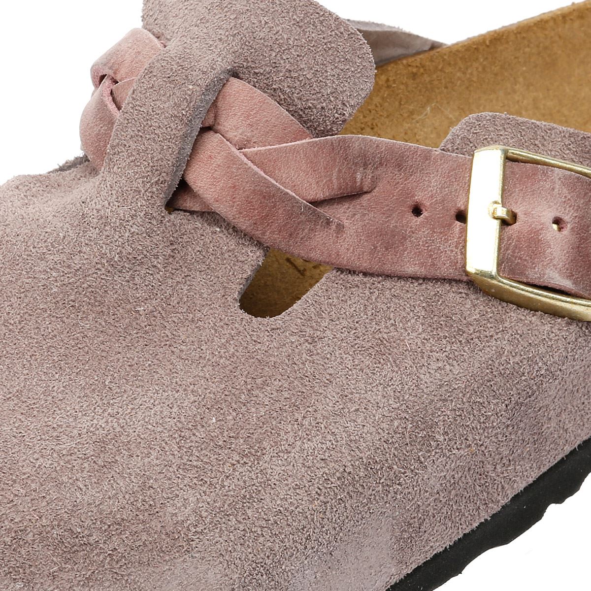 Birkenstock Boston Braided Sabots Violets Pour Femme En Suède