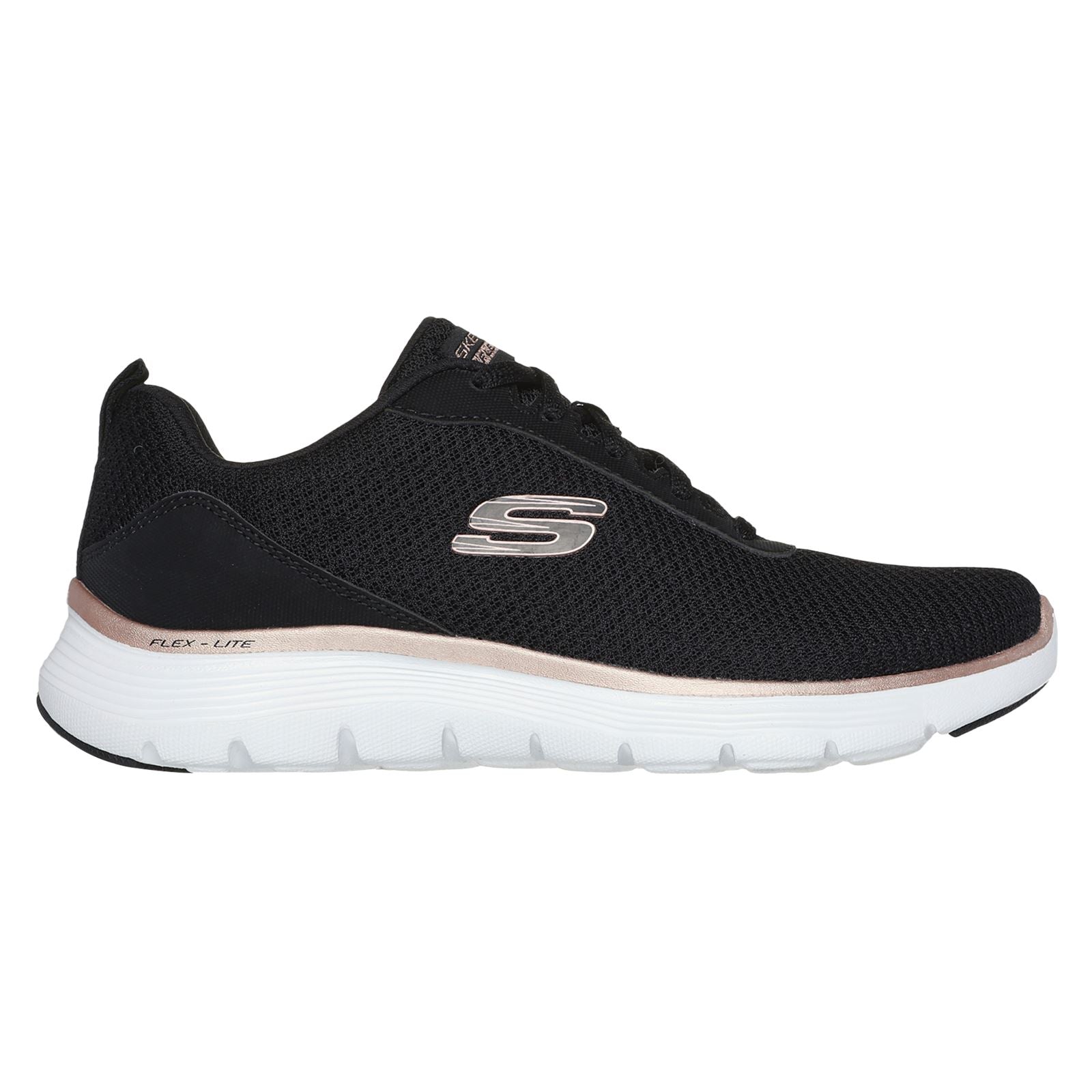 Skechers Flex Appeal 5.0 Uptake Sneakers Pour Femmes En Textile Noir/Or Rose