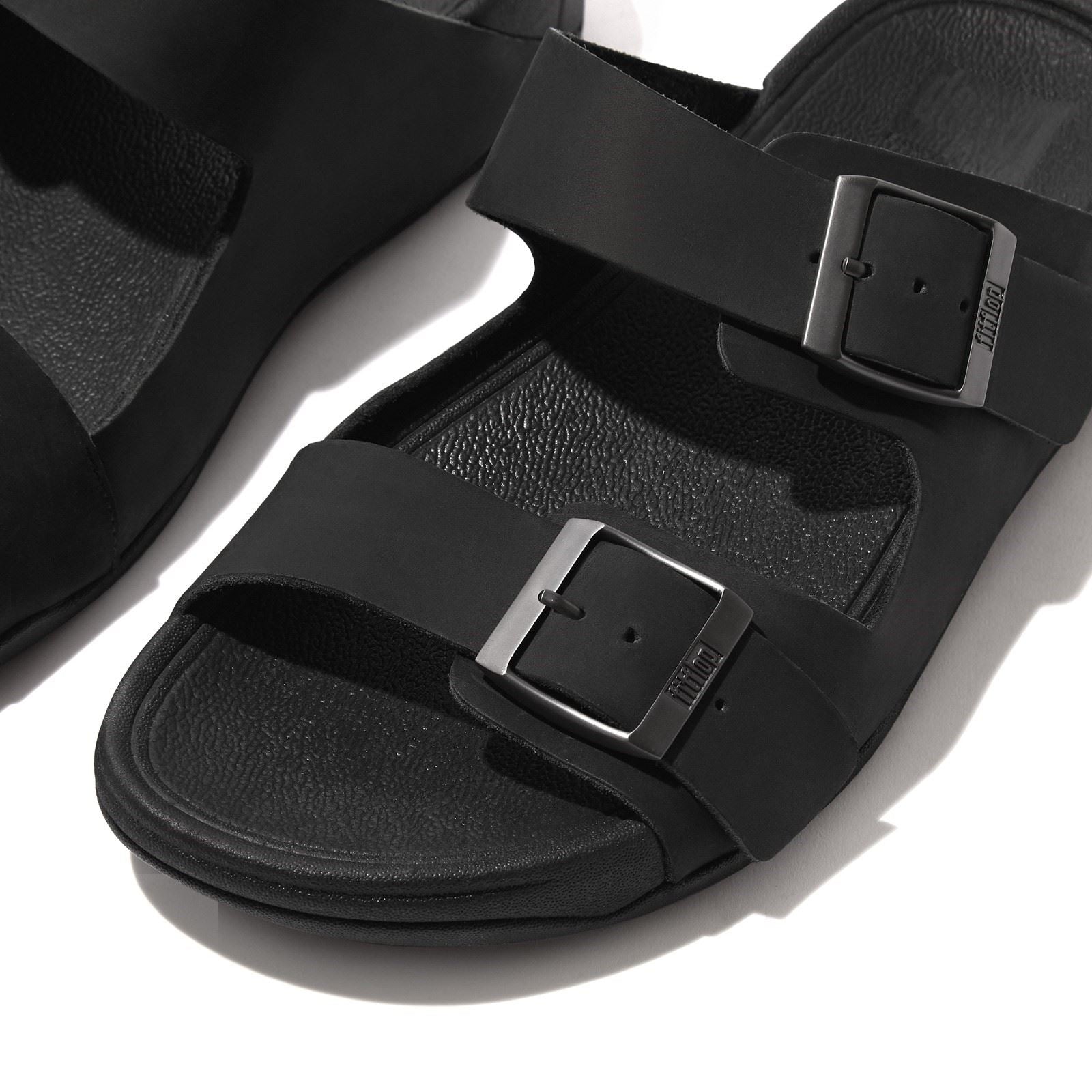 Fitflop Gogh Moc Sandales En Cuir Noires Pour Hommes