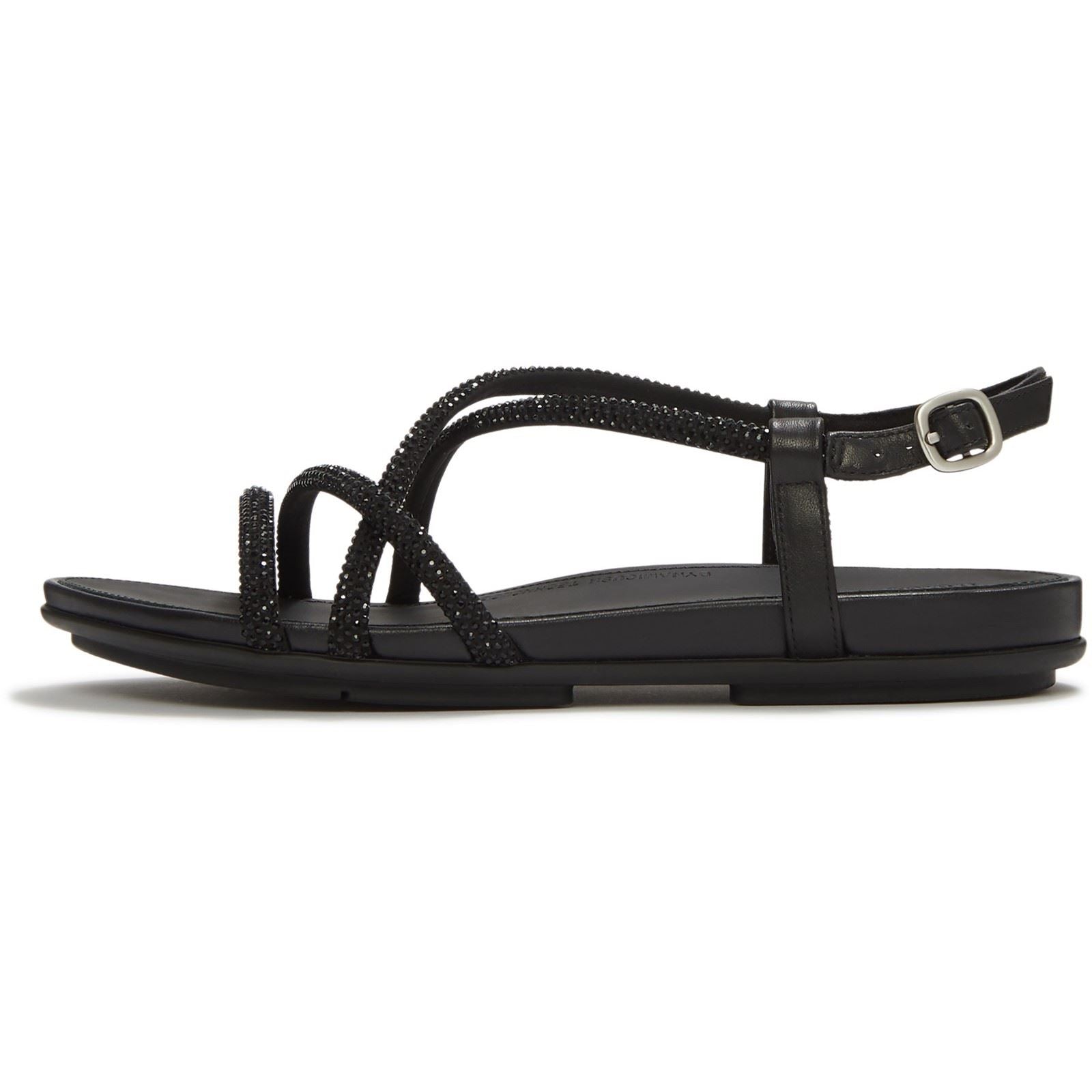 Fitflop Fino Toe-Post Sandales En Cuir Tout Noir Pour Femmes