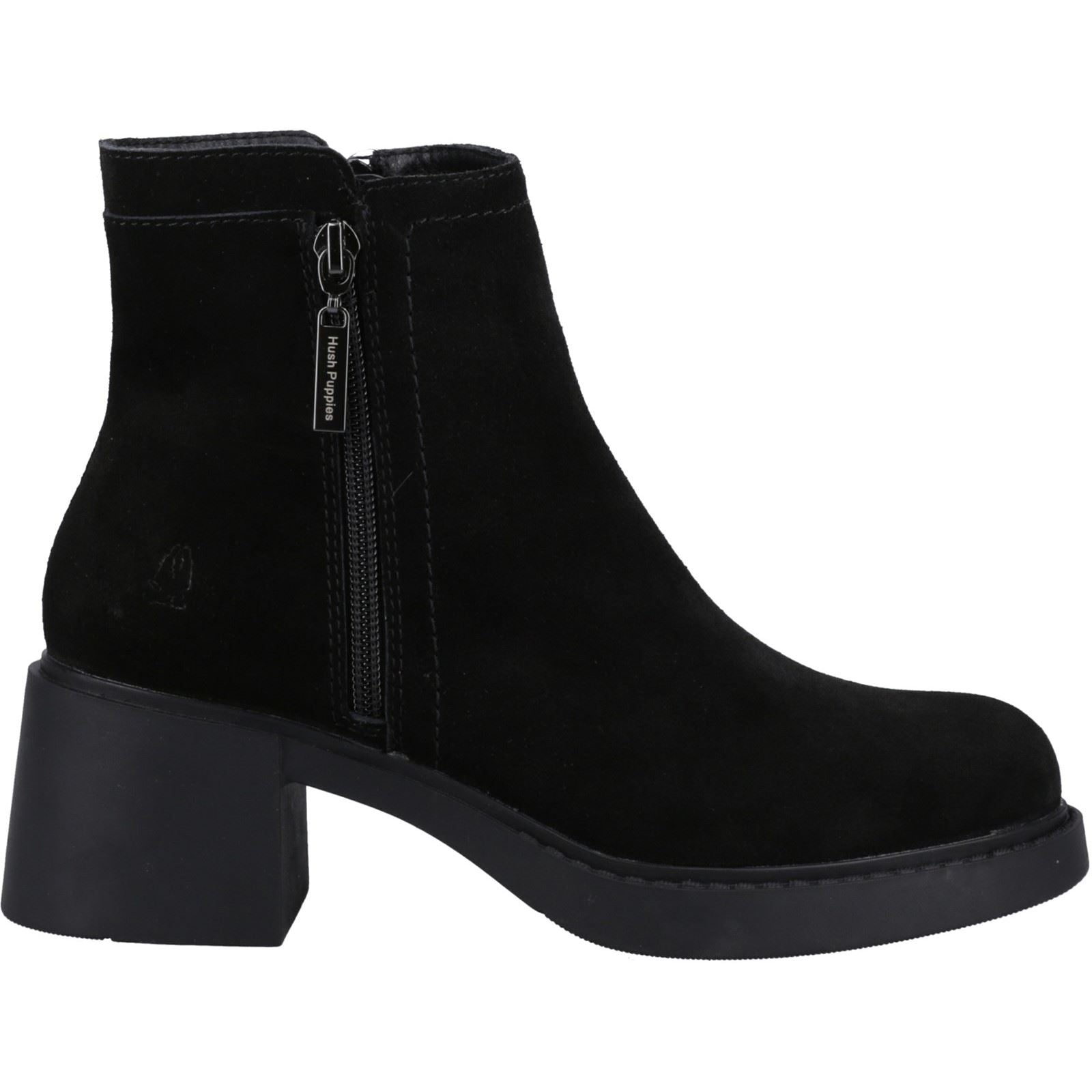 Hush Puppies Adele Femmes Suède Bottines Noires À Talons