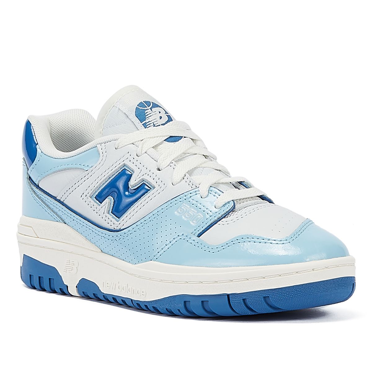 New Balance 550 Baskets Blanches/Bleues En Chrome Breveté