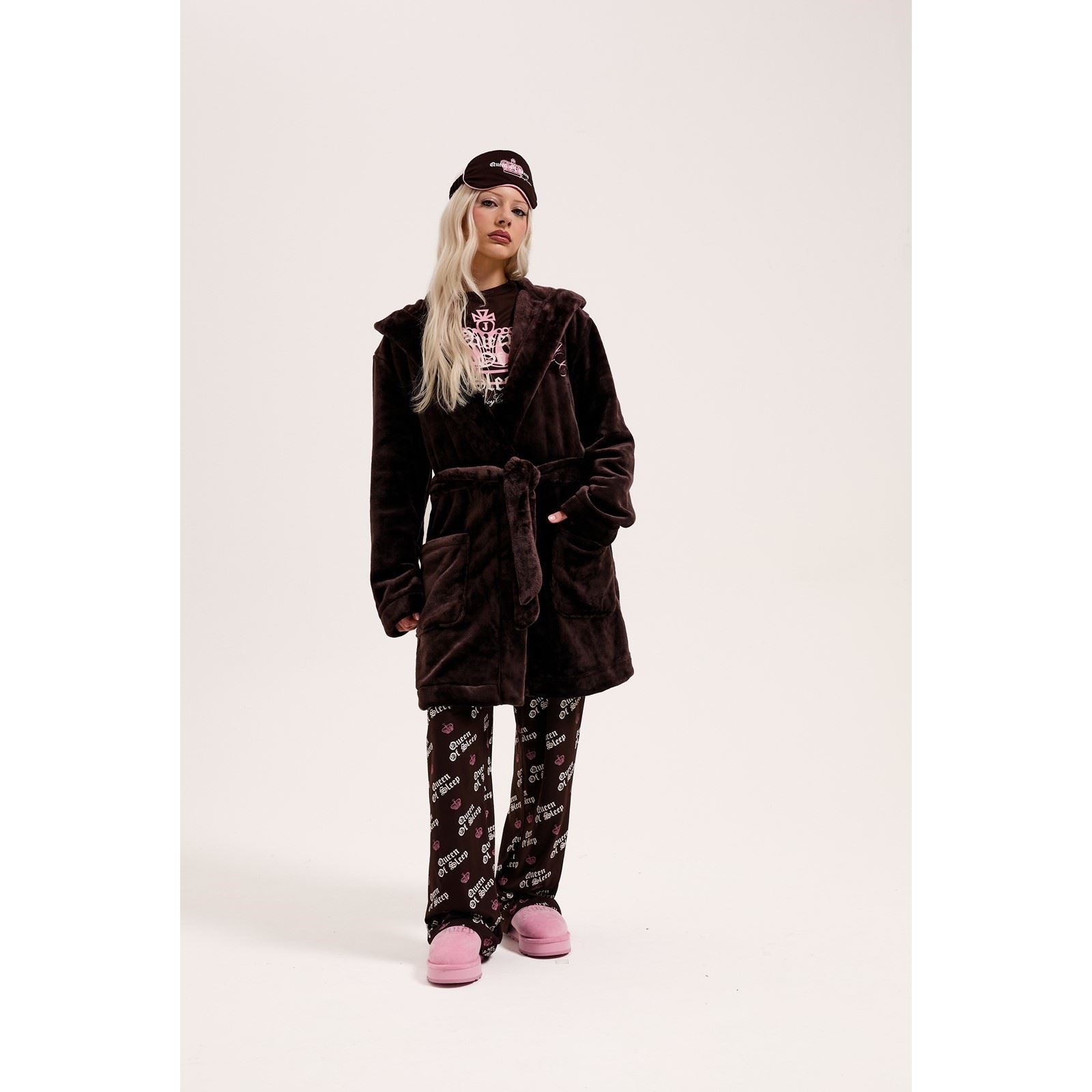 Juicy Couture Crown Robe De Détente En Polyester Pour Femmes, Couleur Marron