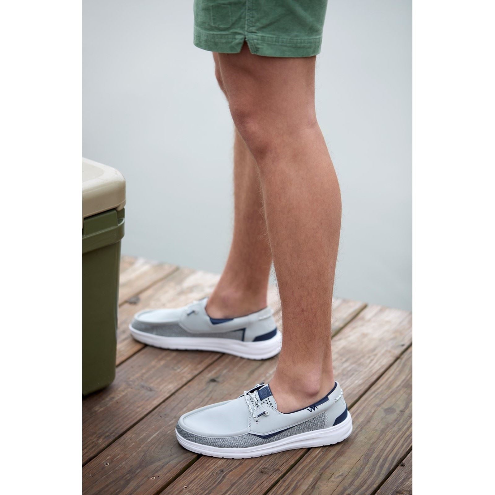 HEYDUDE Welsh Grip Classic Mesh Chaussures Bateau Pour Homme En Mélange De Coton Gris Tempête/Marine