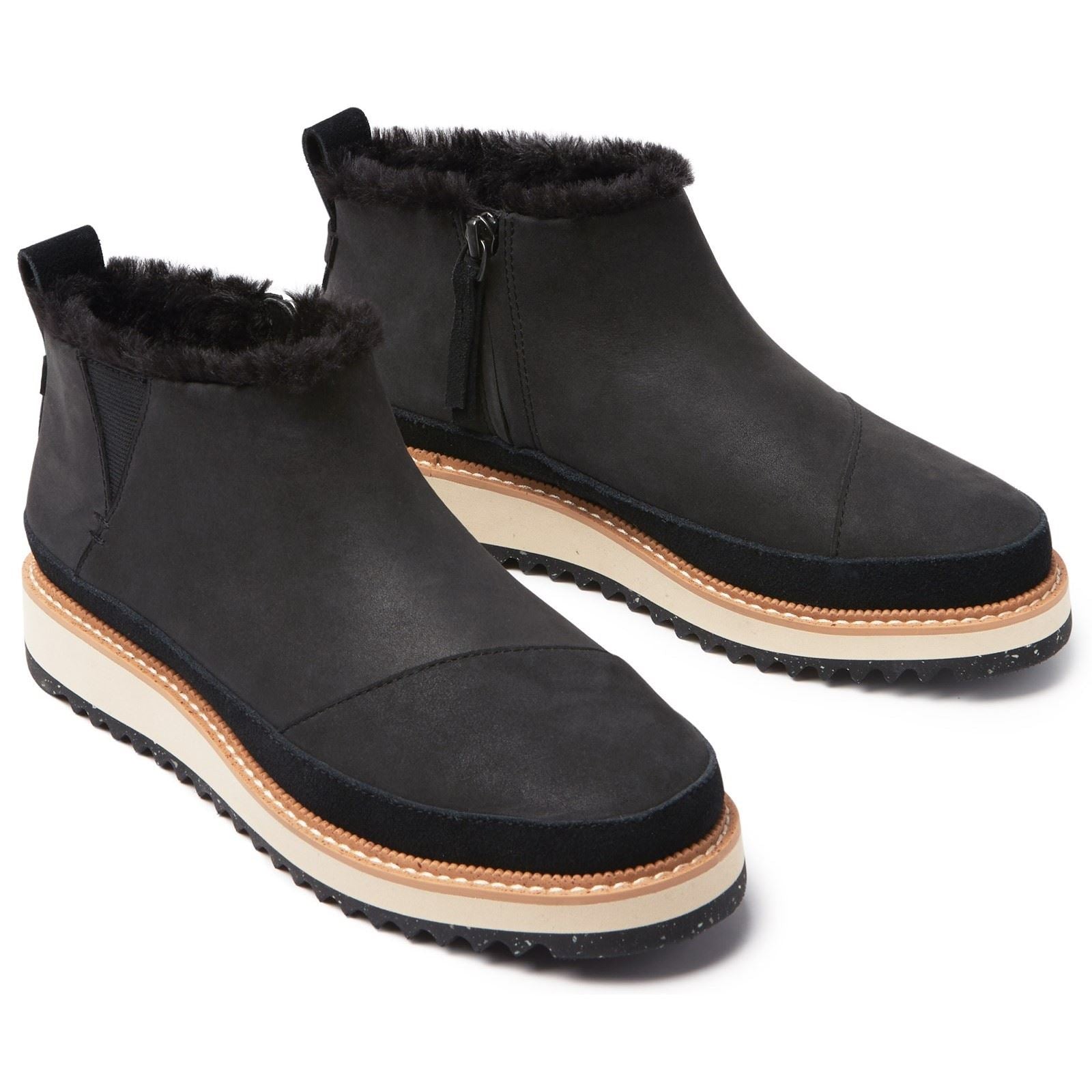 TOMS Marlo Bottes En Cuir Noires Pour Femmes