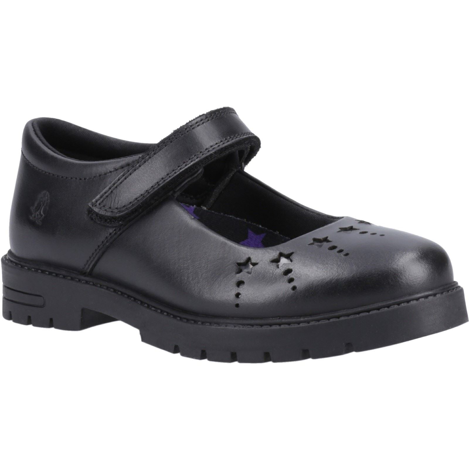 Hush Puppies Sabrina Junior Chaussures Noires Pour Filles En Cuir