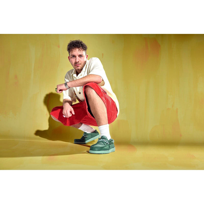 HEYDUDE Wally Canvas Chaussures Mocassins Pour Hommes En 100% Coton Vert Canard/Vert Iceberg