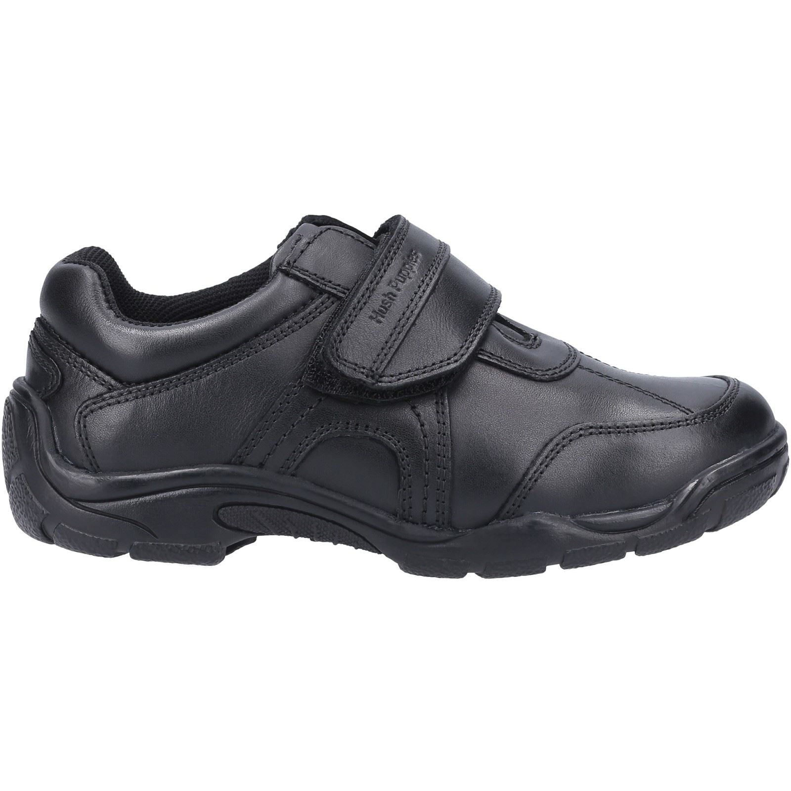Hush Puppies Arlo Junior Chaussures Noires Pour Garçons En Cuir.