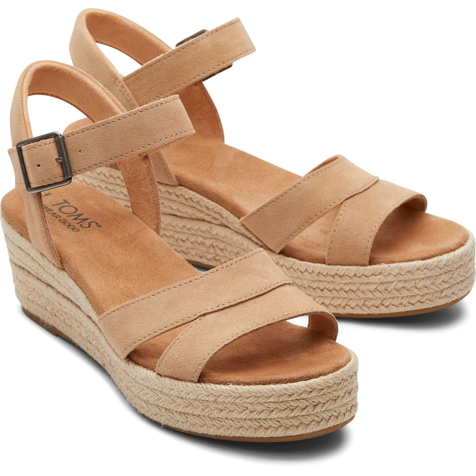 TOMS Audrey Sandales Compensées En Cuir Pour Femmes Couleur Miel