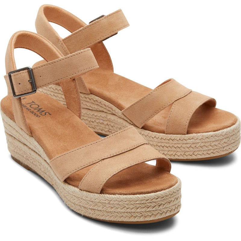 TOMS Audrey Sandales Compensées En Cuir Pour Femmes Couleur Miel