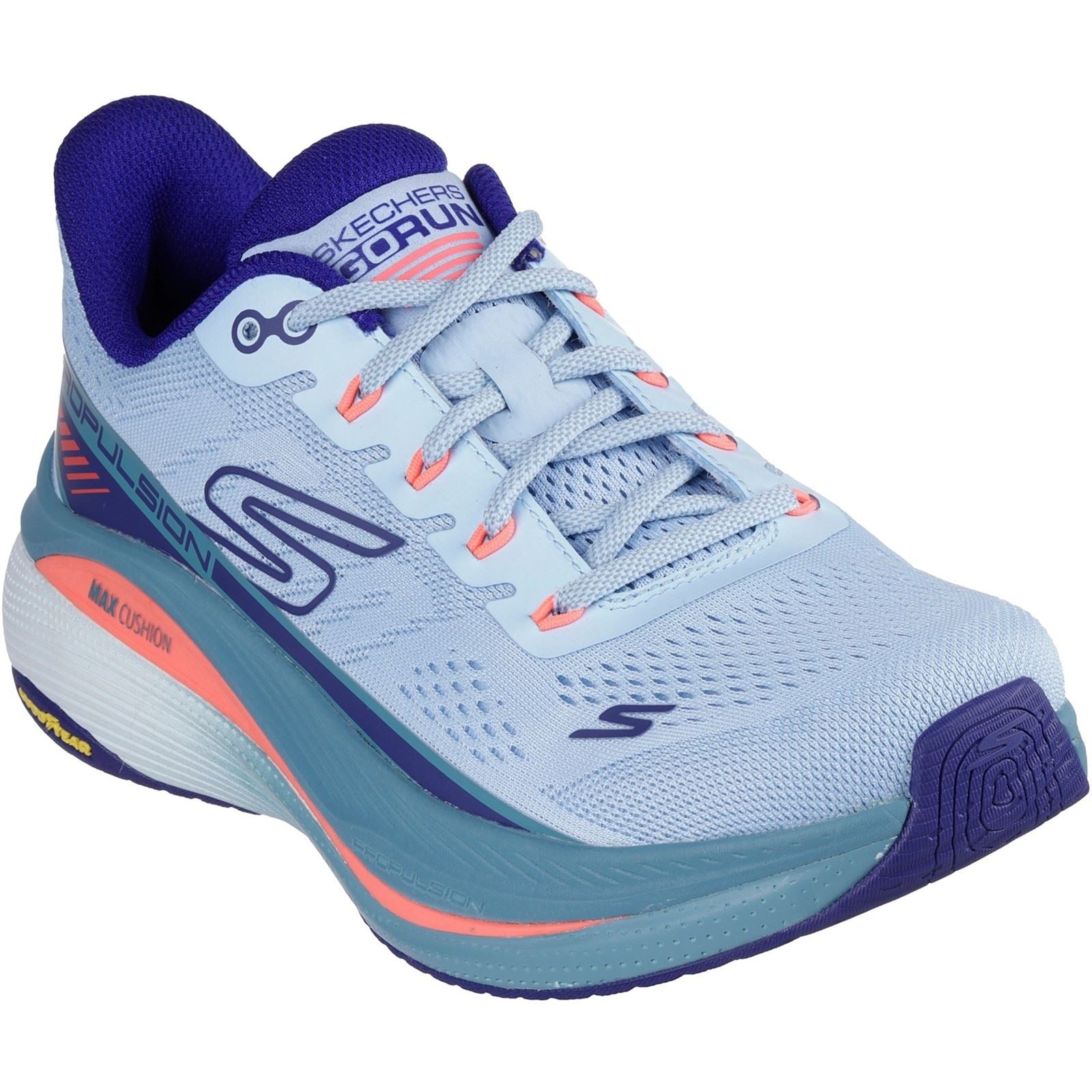 Skechers Performance Max Cushioning Propulsion Chaussures De Sport Femme Bleu Clair/marine En Textile