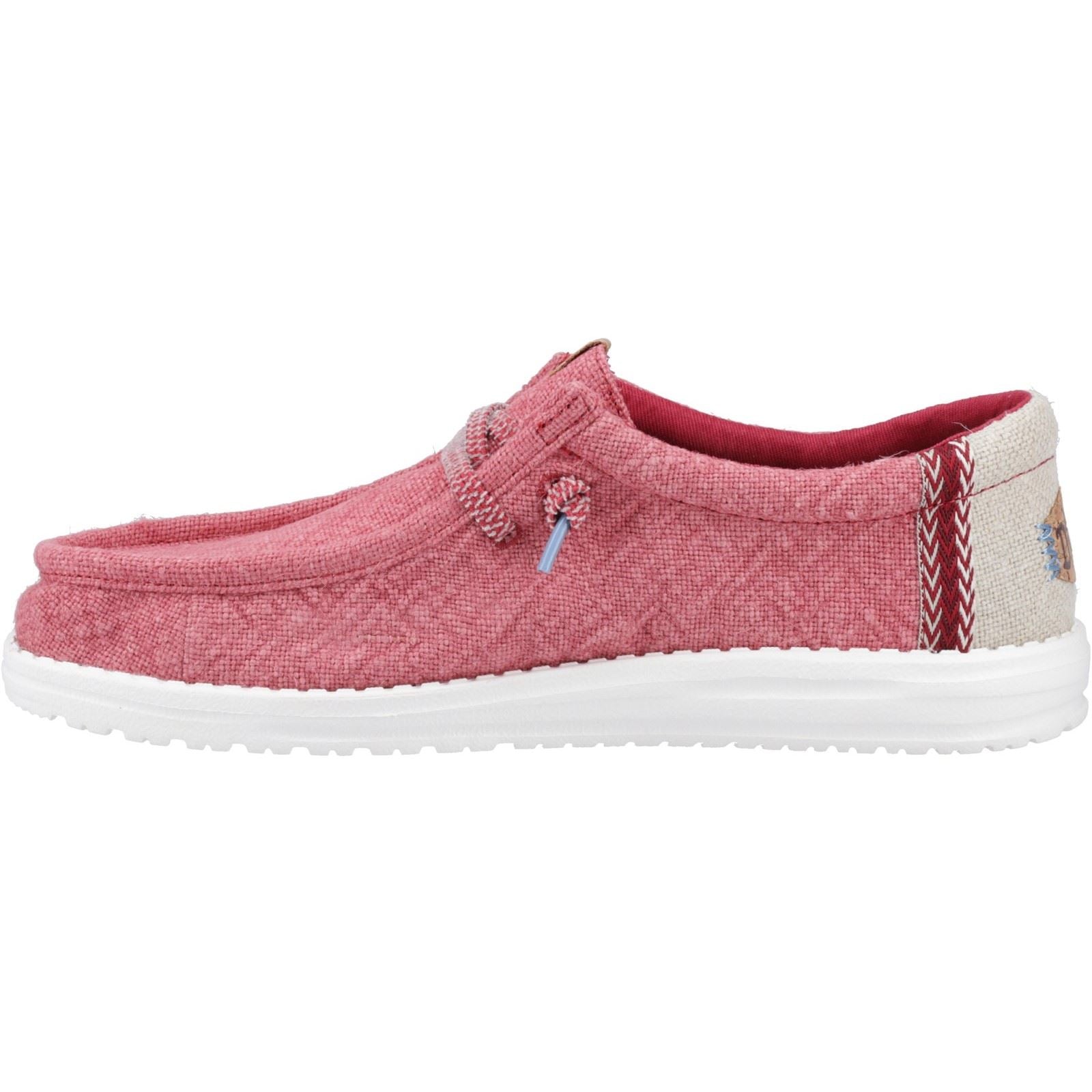 HEYDUDE Wally Jute Chaussures Mocassins En Toile Pour Homme Rouge Foncé /Argenté Birch