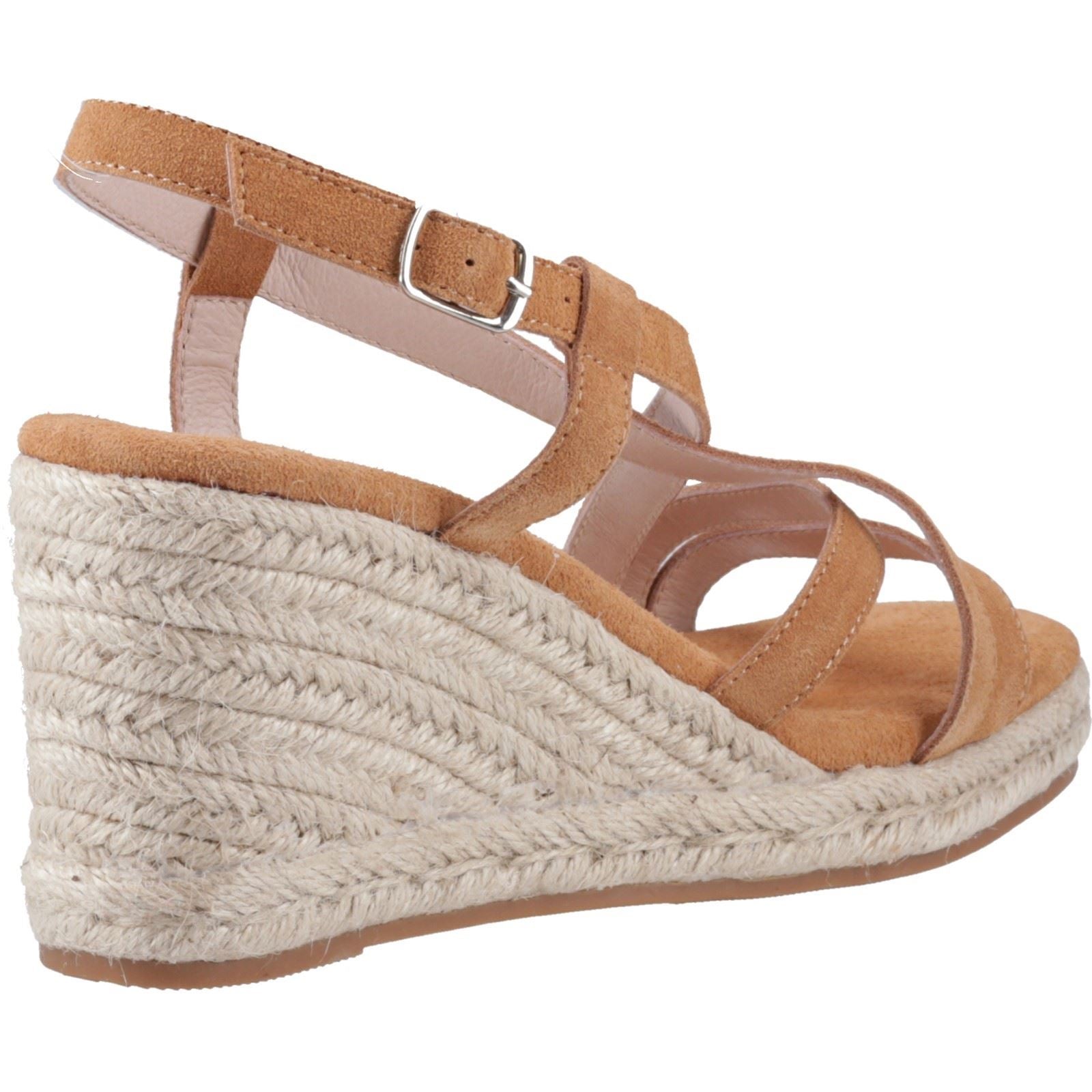 Hush Puppies Jenny Espadrille Wedge Femmes Suède Talons Compensés Beige