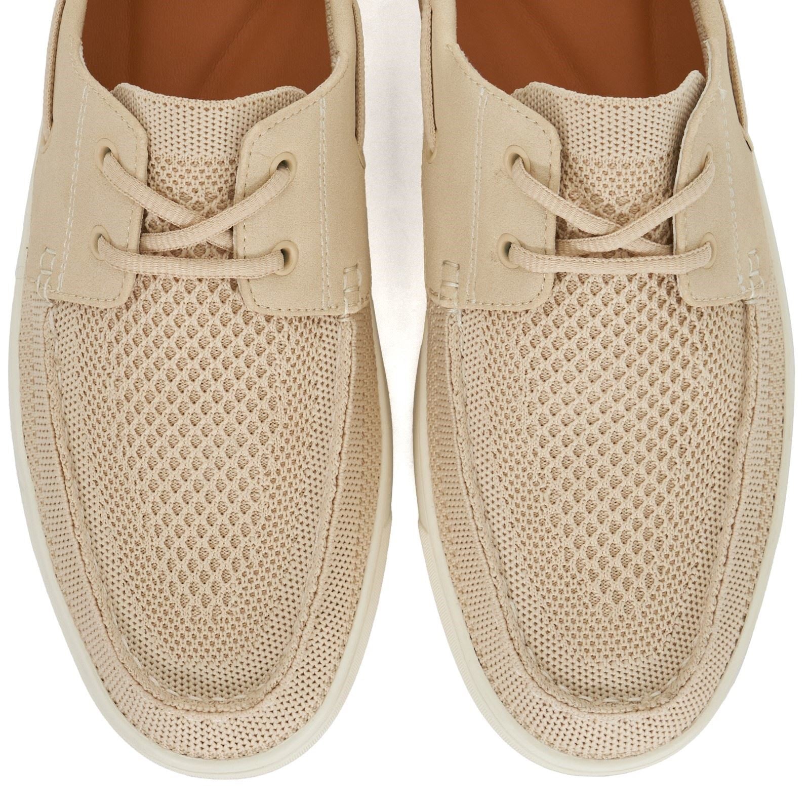 Dune Blaizerss Chaussures Bateau Pour Homme En Tissu De Couleur Crème