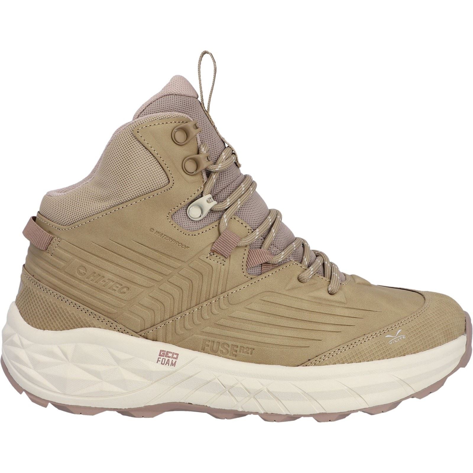Hi-Tec Fuse Trek Mid Bottes De Randonnée Pour Femmes En Polyester Taupe/blanc Crête Gris/taupe Chaud