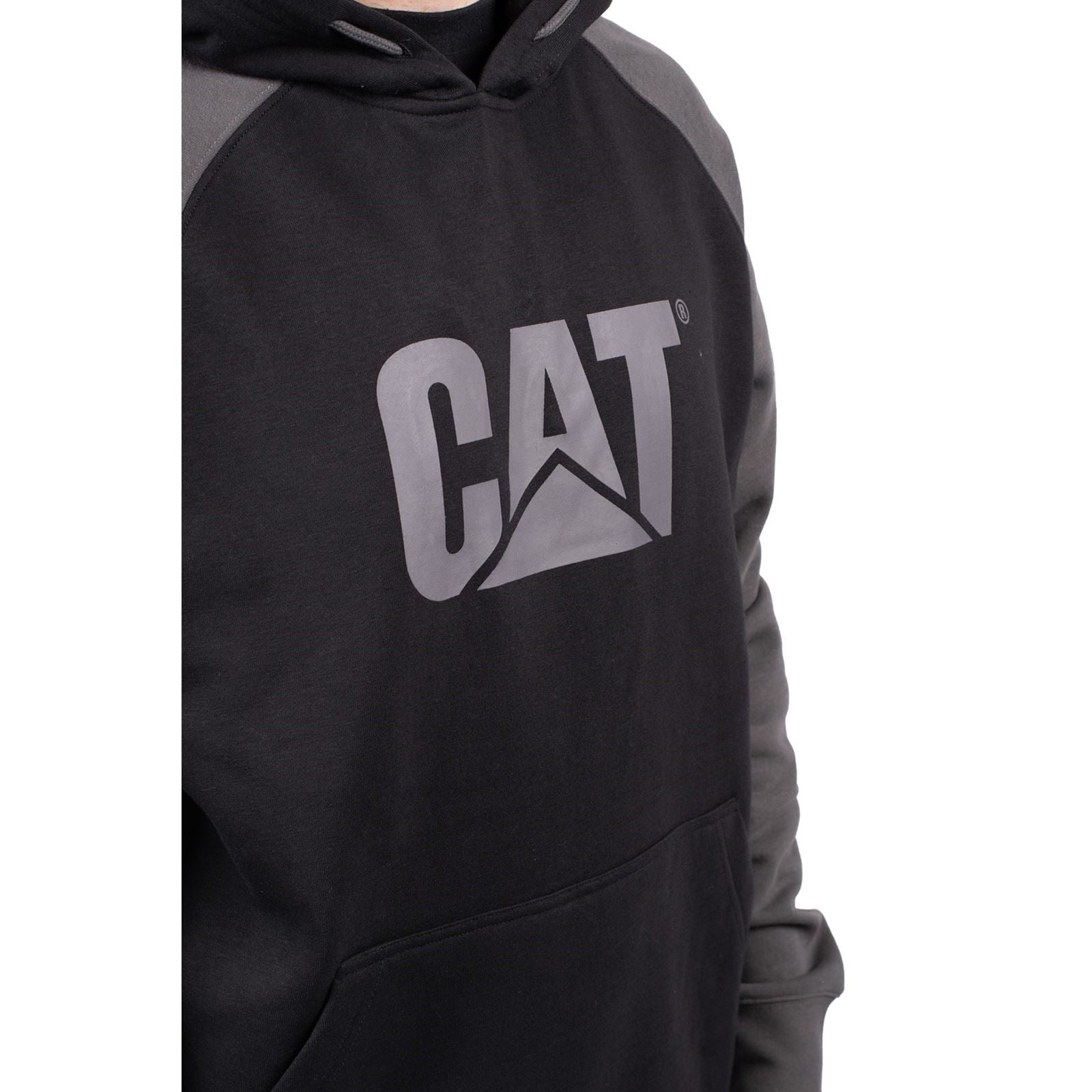 Caterpillar Raglan Sweatshirt À Capuche Noir En Coton Pour Homme