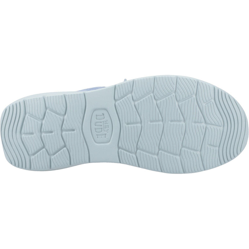 HEYDUDE Wendy COMF Suede Chaussures Mocassins En Cuir Pour Femmes, Denim Délavé/Bleu Nuage