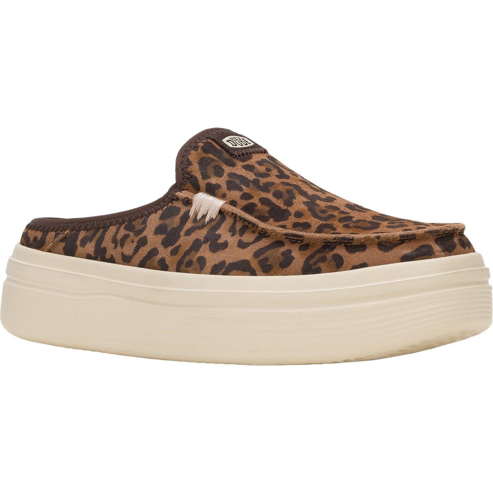 HEYDUDE Austin Lift Classic Mules Léopard Brunes En Cuir Pour Femmes