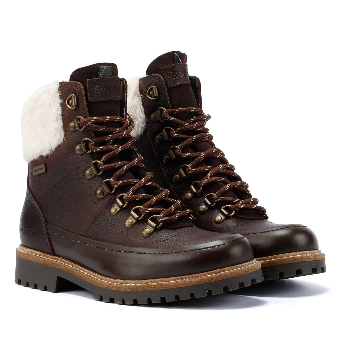 Barbour Woodside Hiker Bottes Marron En Cuir Pour Femmes
