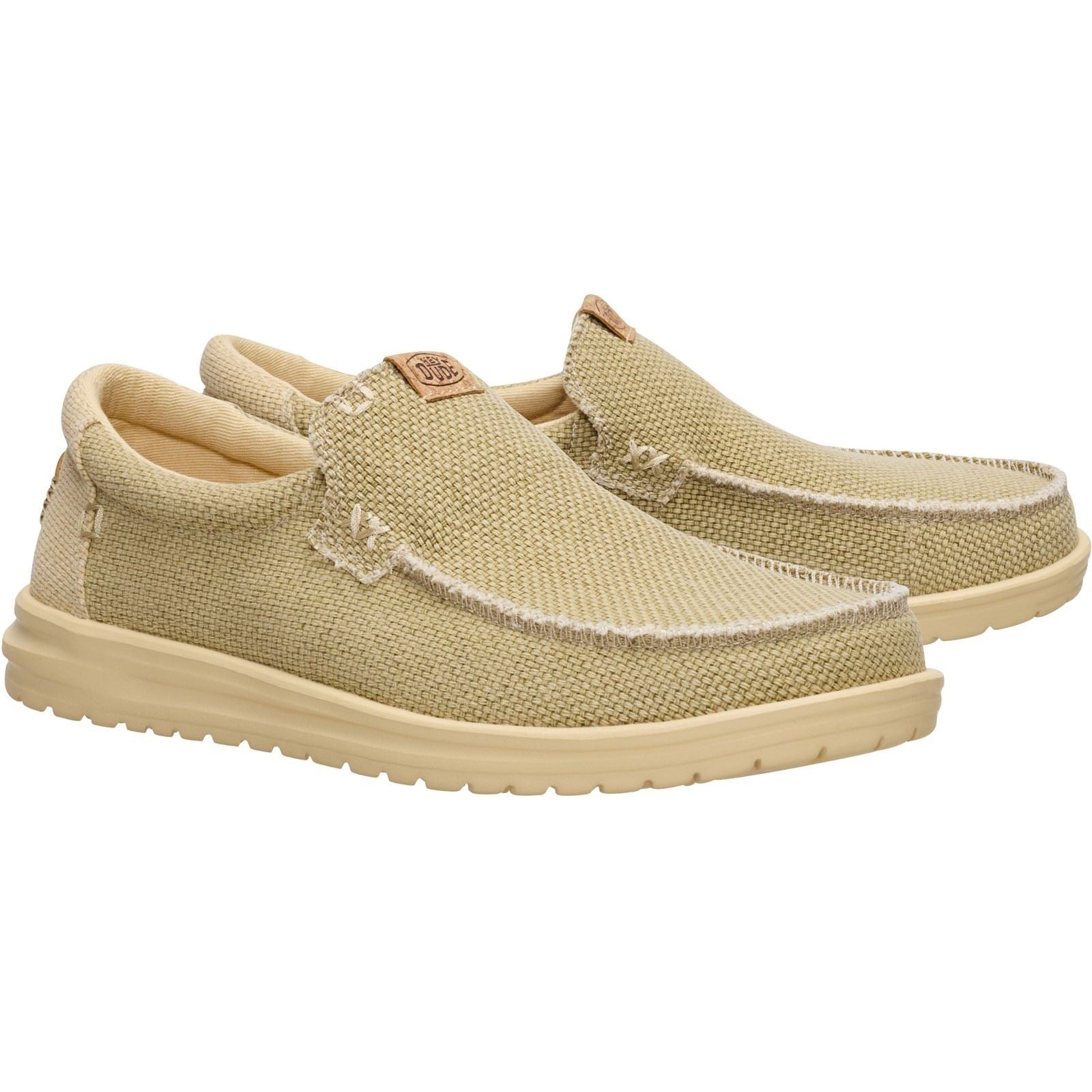 HEYDUDE Mikka Braided Mocassins En Textile Pour Hommes Olive Gris/Tan Boulder