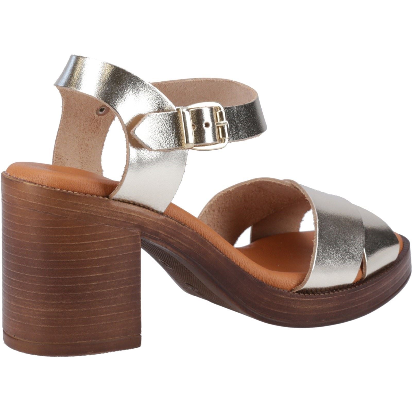 Hush Puppies Georgia Sandales En Cuir Doré Pour Femme
