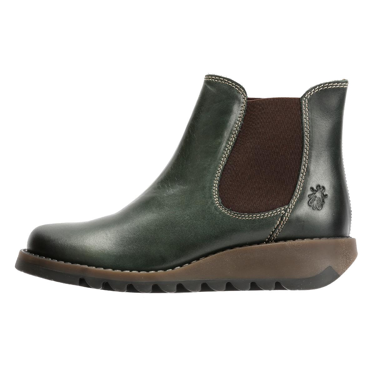 Fly London Salv Bottes En Cuir Vertes Pour Femmes