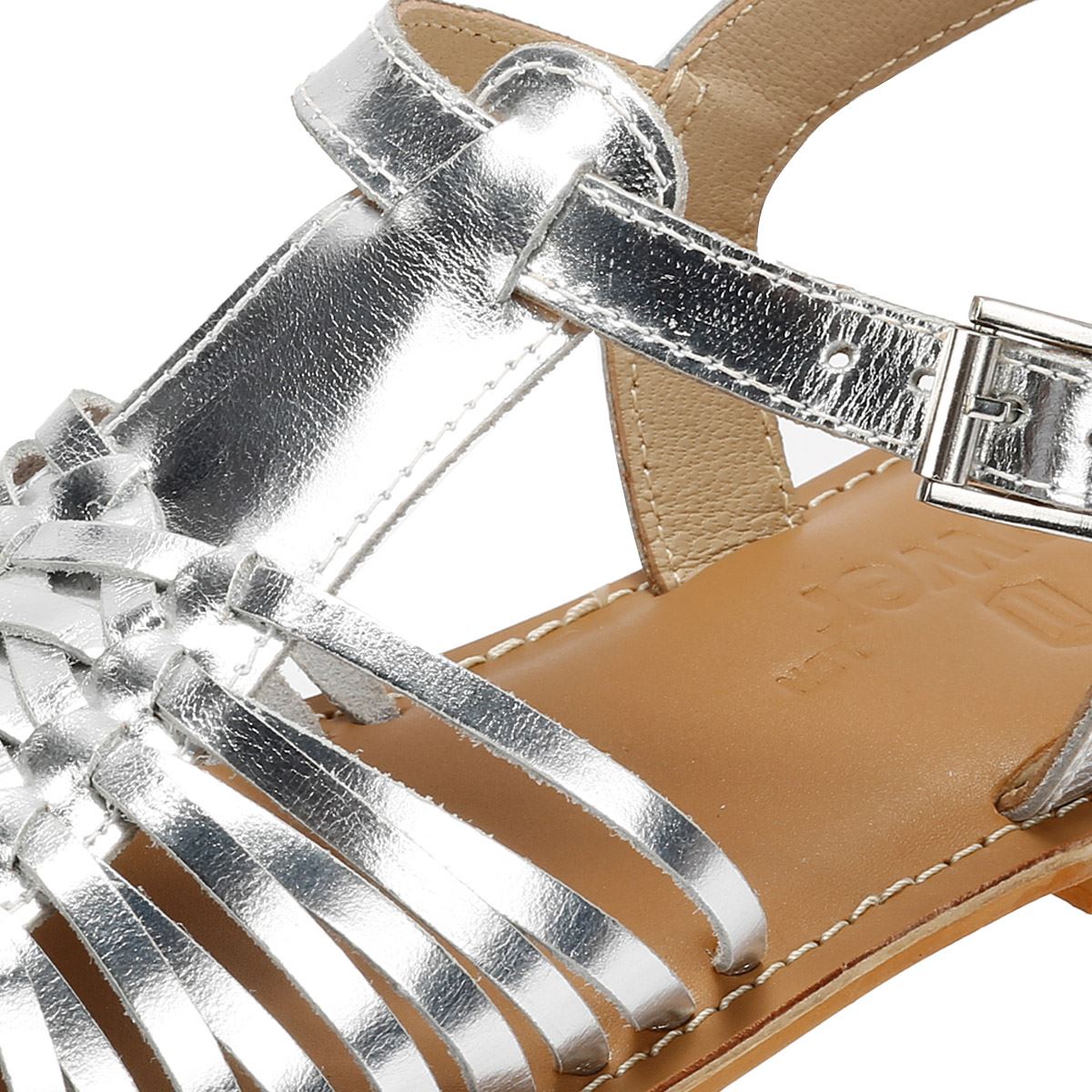 Tower London Hurache Sandales En Cuir Argent Pour Femme