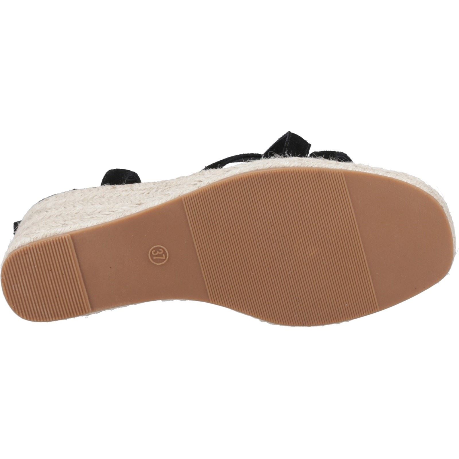 Hush Puppies Jenny Espadrille Wedge Femmes En Suède Compensées Noires