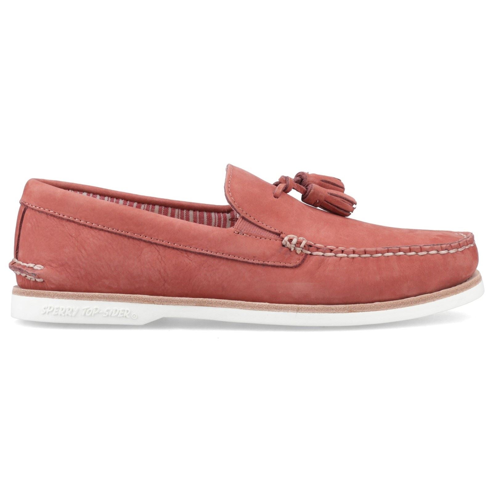 Sperry Authentic Original Chaussures Mocassins En Cuir Rouge Pour Homme