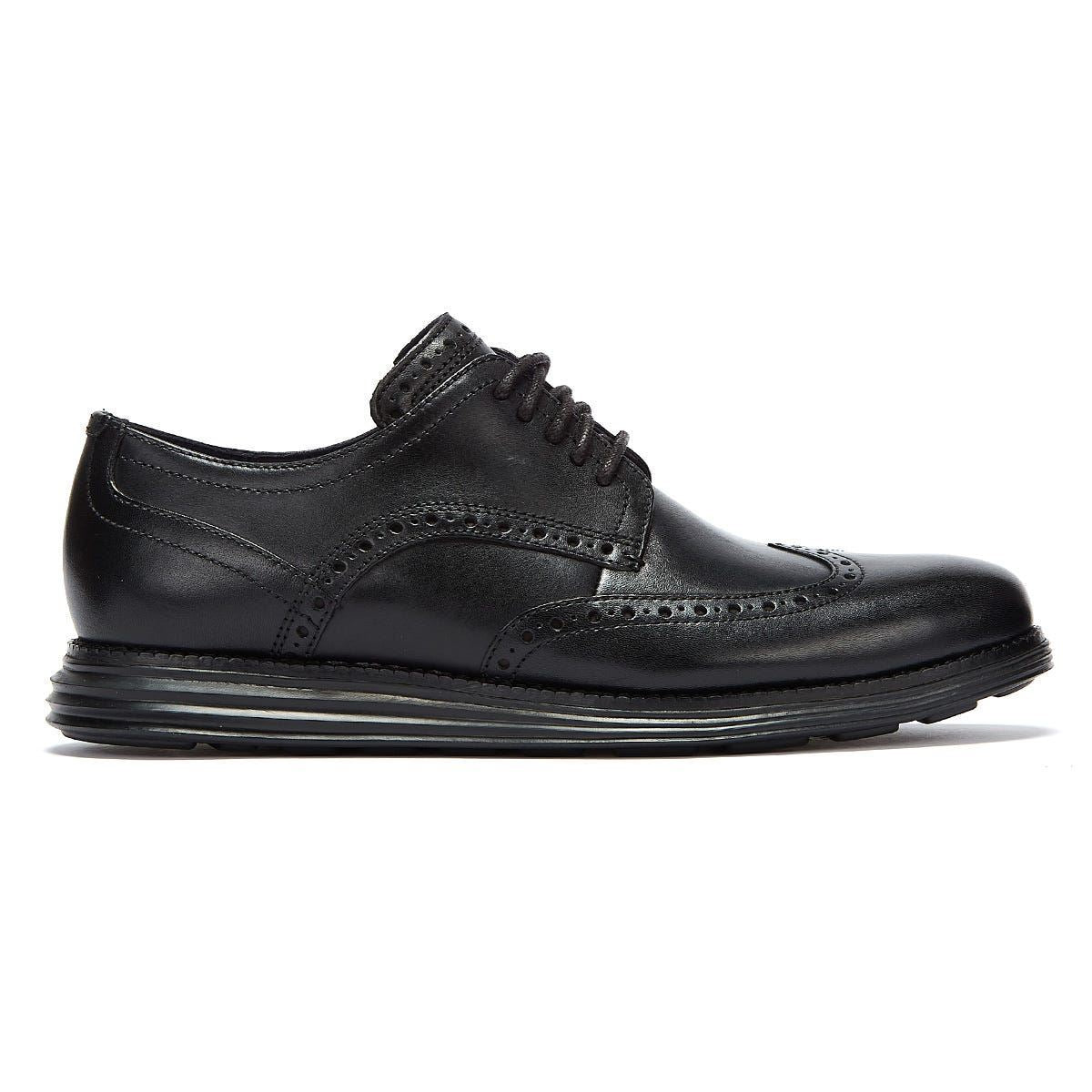 Cole Haan ØriginalGrand Wingtip Oxford Chaussures Noires En Cuir Pour Homme À Lacets